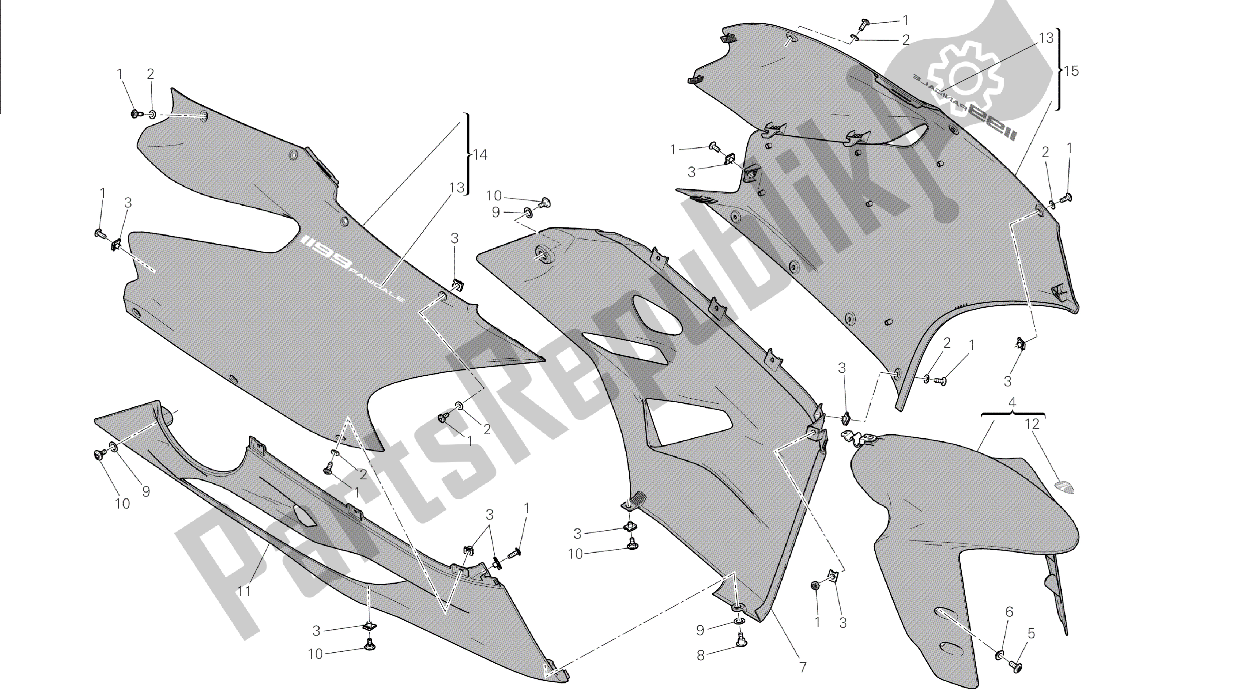 Todas las partes para Dibujo 34a - Carenado [mod: 1199 Abs; Xst: Marco De Grupo Aus, Bra, Chn, Eur, Fra, Jap] de Ducati Panigale ABS 1199 2014