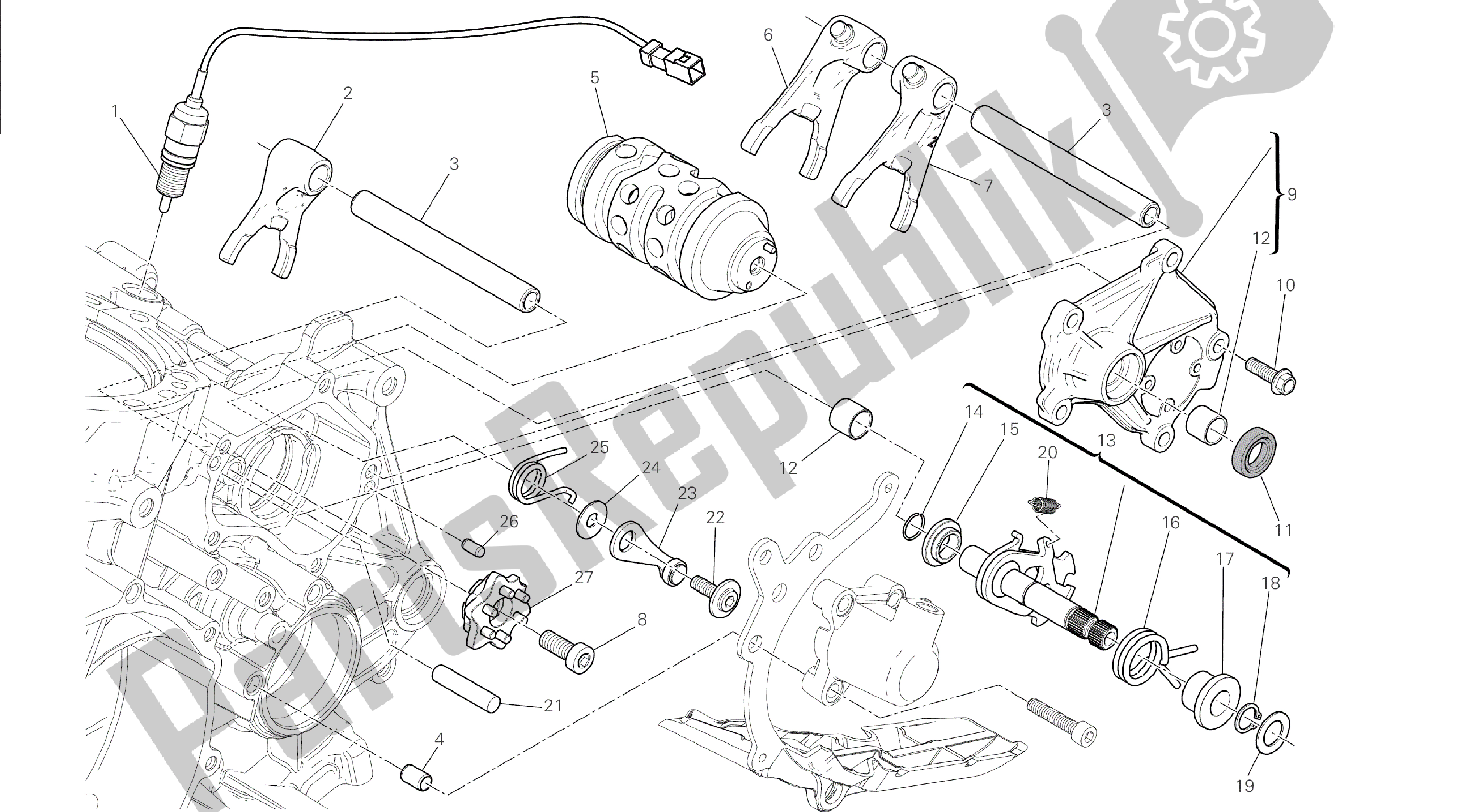 Todas las partes para Dibujo 002 - Control De Cambio De Marcha [mod: 1199abs; Xst: Aus, Bra, Chn, Eur, Fra, Jap] Motor De Grupo de Ducati Panigale ABS 1199 2014