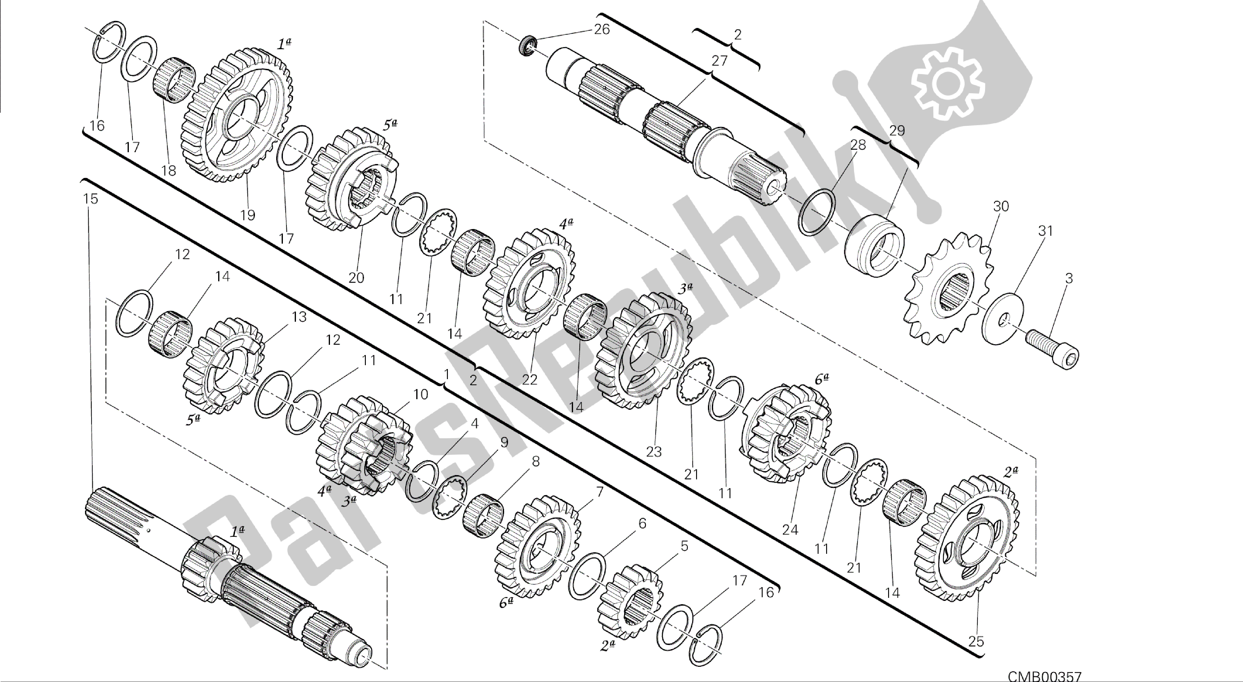 Todas las partes para Dibujo 003 - Caja De Cambios [mod: 1199 Abs; Xst: Aus, Bra, Chn, Eur, Fra, Jap] Motor De Grupo de Ducati Panigale ABS 1199 2014