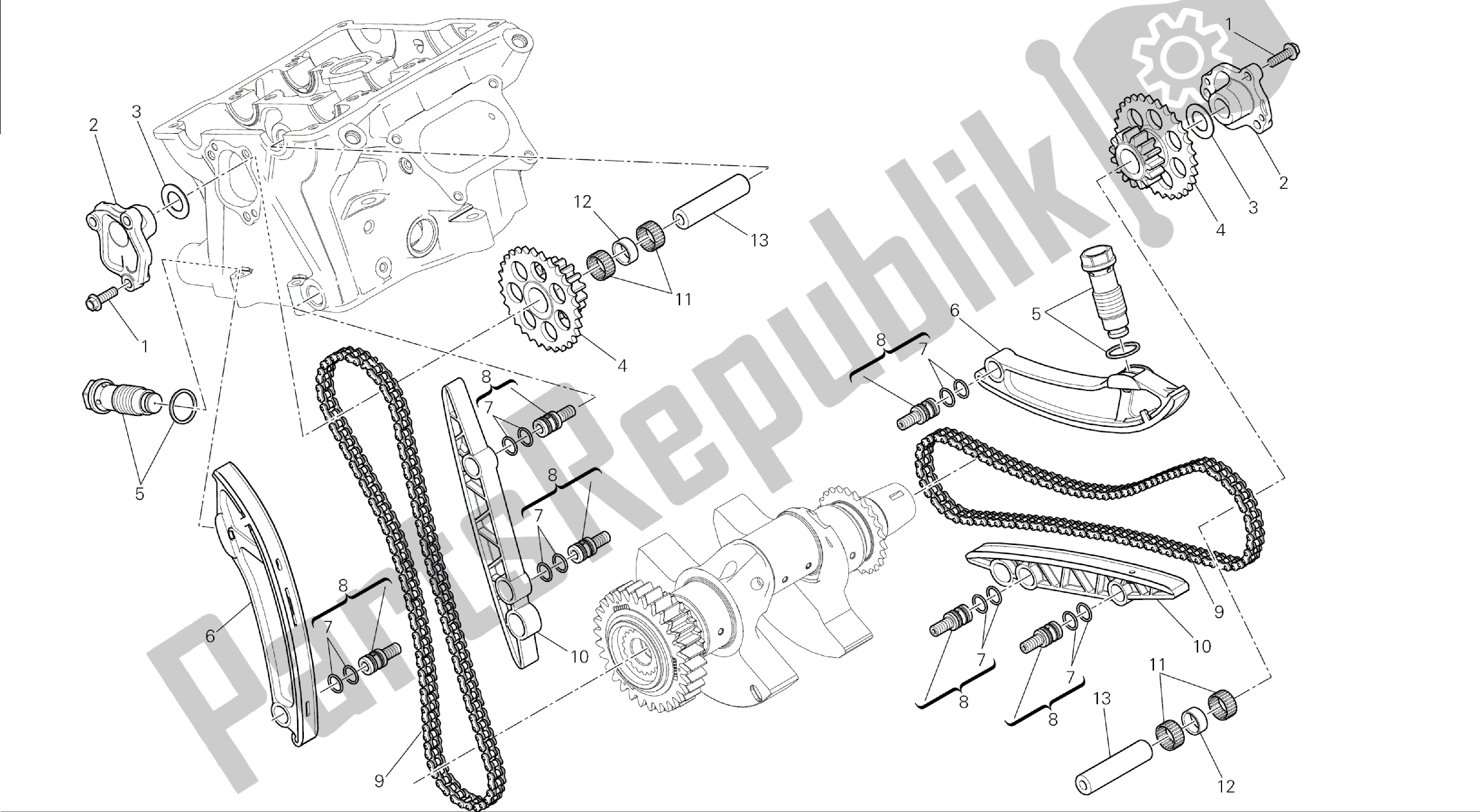 Todas las partes para Dibujo 008 - Motor De Grupo Distribuzione [mod: 1199 Abs; Xst: Aus, Bra, Chn, Eur, Fra, Jap] de Ducati Panigale ABS 1199 2014
