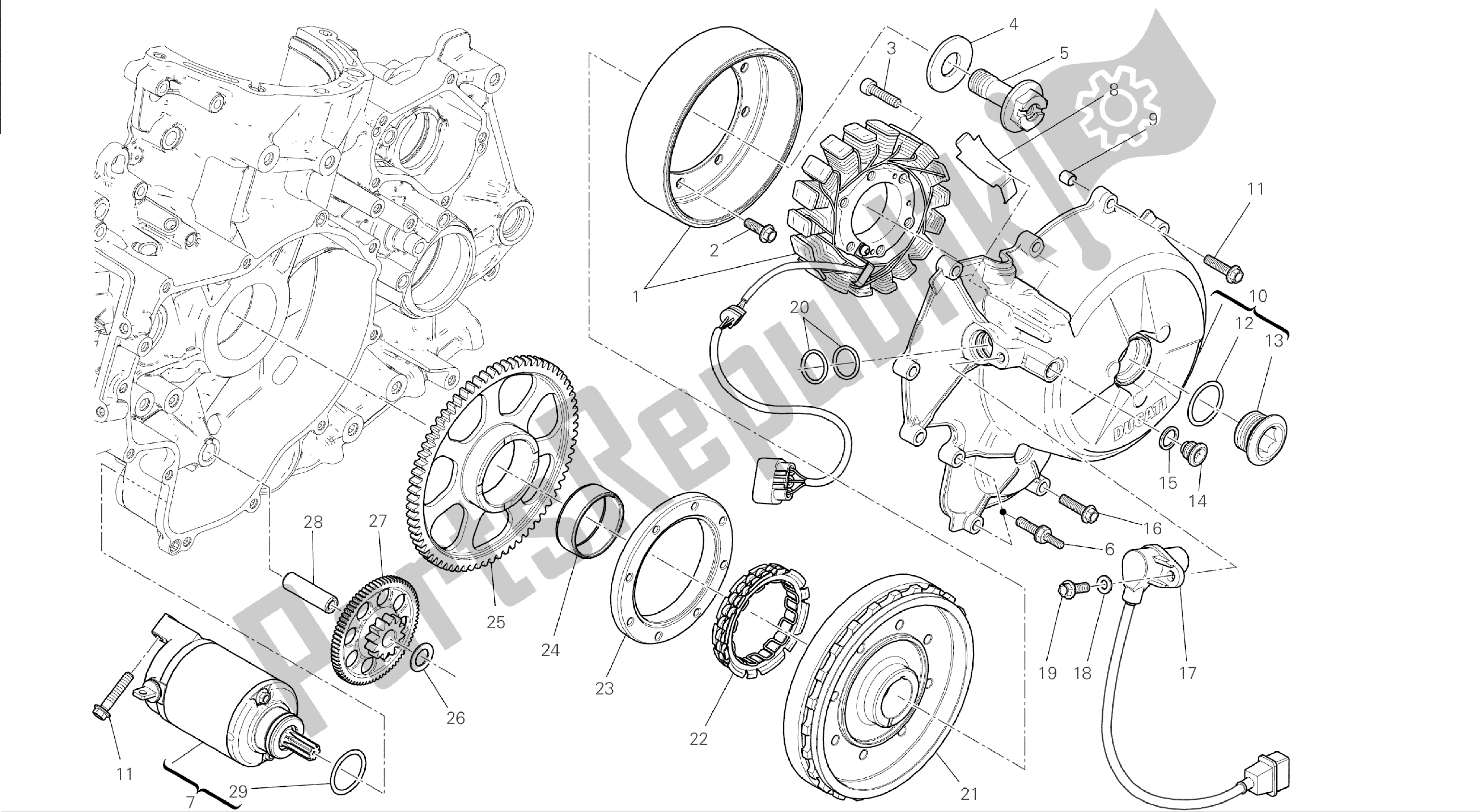 Todas las partes para Dibujo 012 - Arranque Eléctrico Y Encendido [mod: 1199abs; Xst: Aus, Bra, Chn, Eur, Fra, Jap] Motor De Grupo de Ducati Panigale ABS 1199 2014