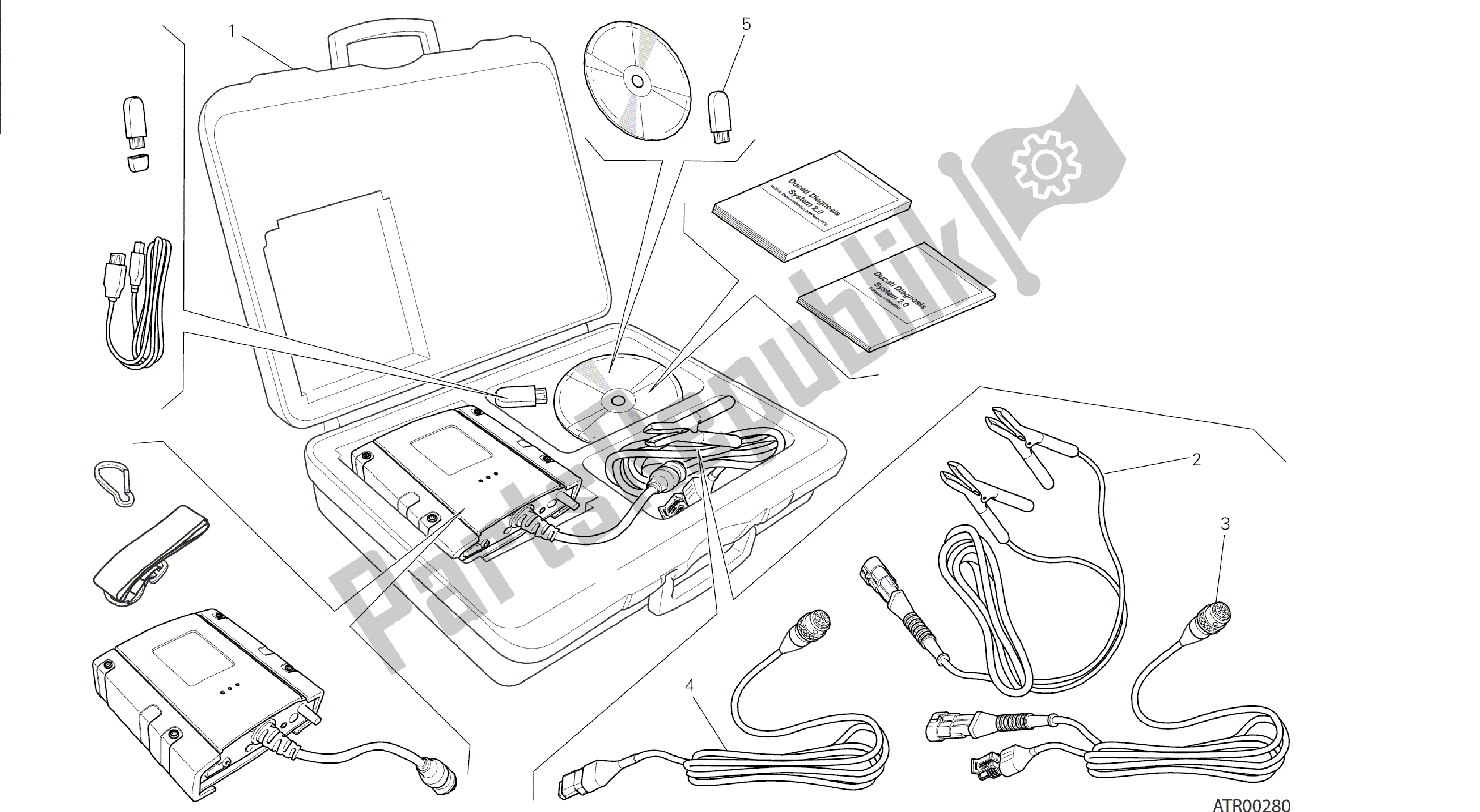 Todas las partes para Dibujo 001 - Dds (2) Probador [mod: 1199 Abs; Xst: Aus, Bra, Chn, Eur, Fra, Jap] Herramientas De Grupo de Ducati Panigale ABS 1199 2014