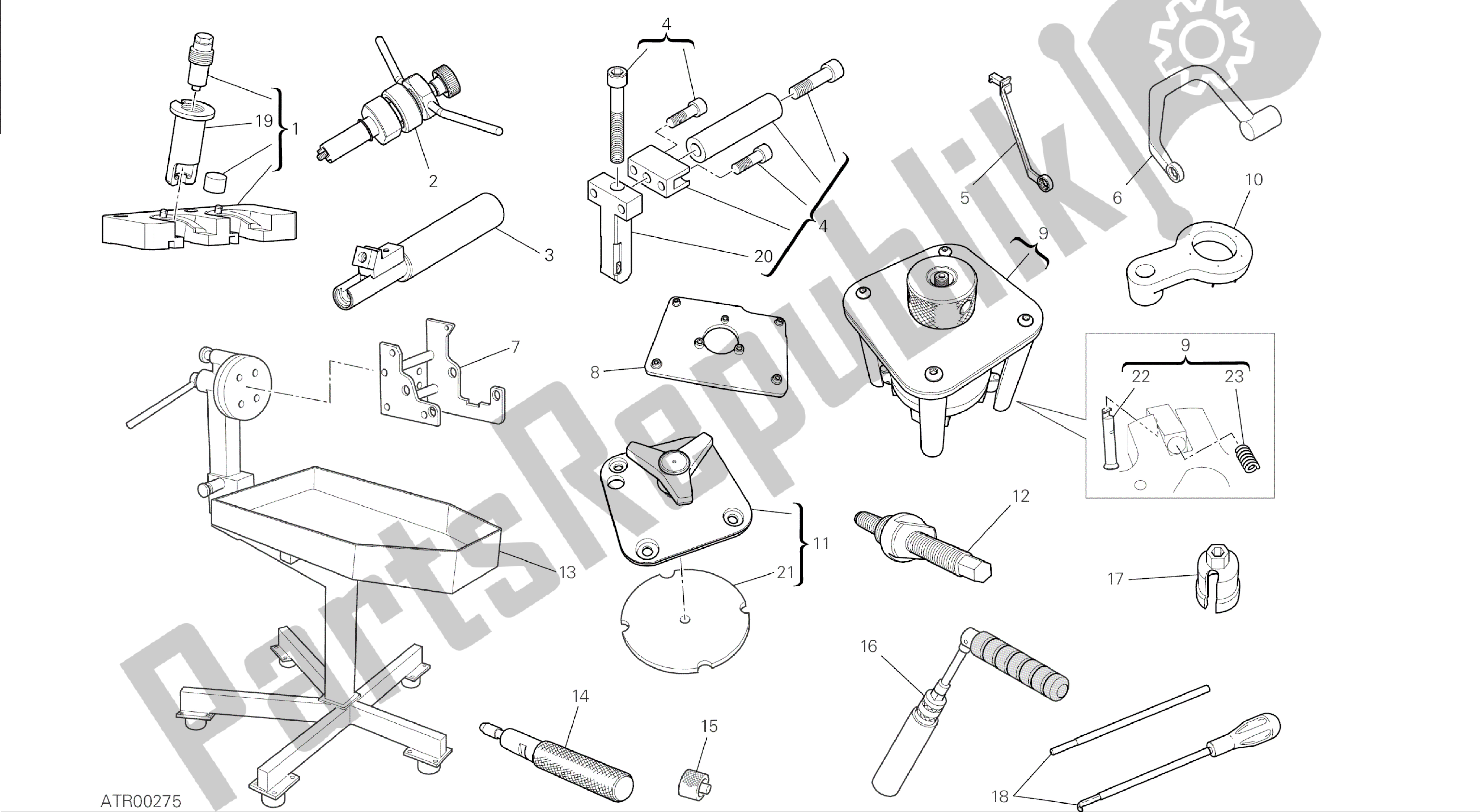 All parts for the Drawing 01b - Workshop Service Tools [mod:1199abs;xst:aus,bra,chn,eur,fra,jap]group Tools of the Ducati Panigale ABS 1199 2014
