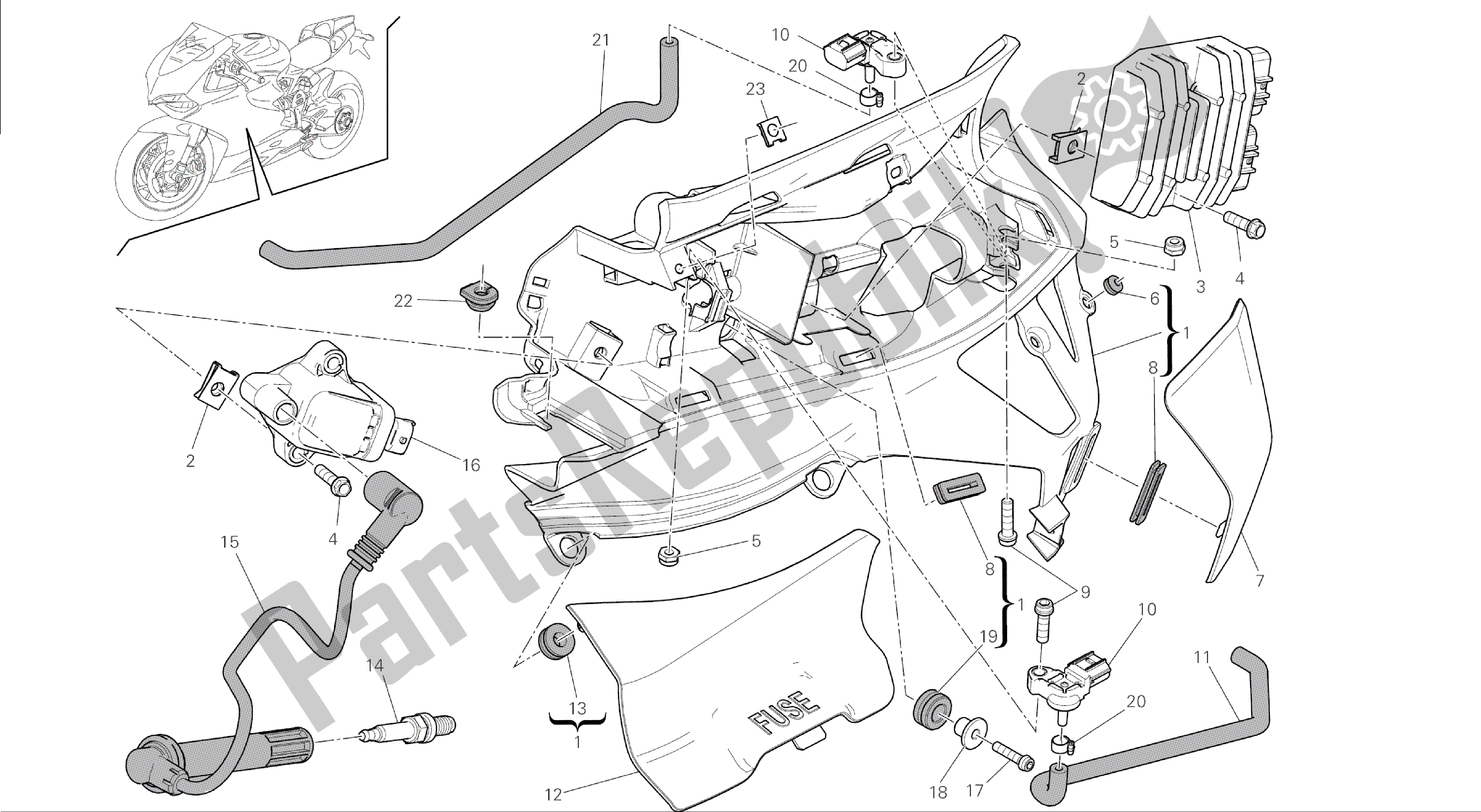 Todas las partes para Dibujo 018 - Impianto Elettrico Sinistro [mod: 1199abs; Xst: Aus, Bra, Chn, Eur, Fra, Jap] Grupo Eléctrico de Ducati Panigale ABS 1199 2014