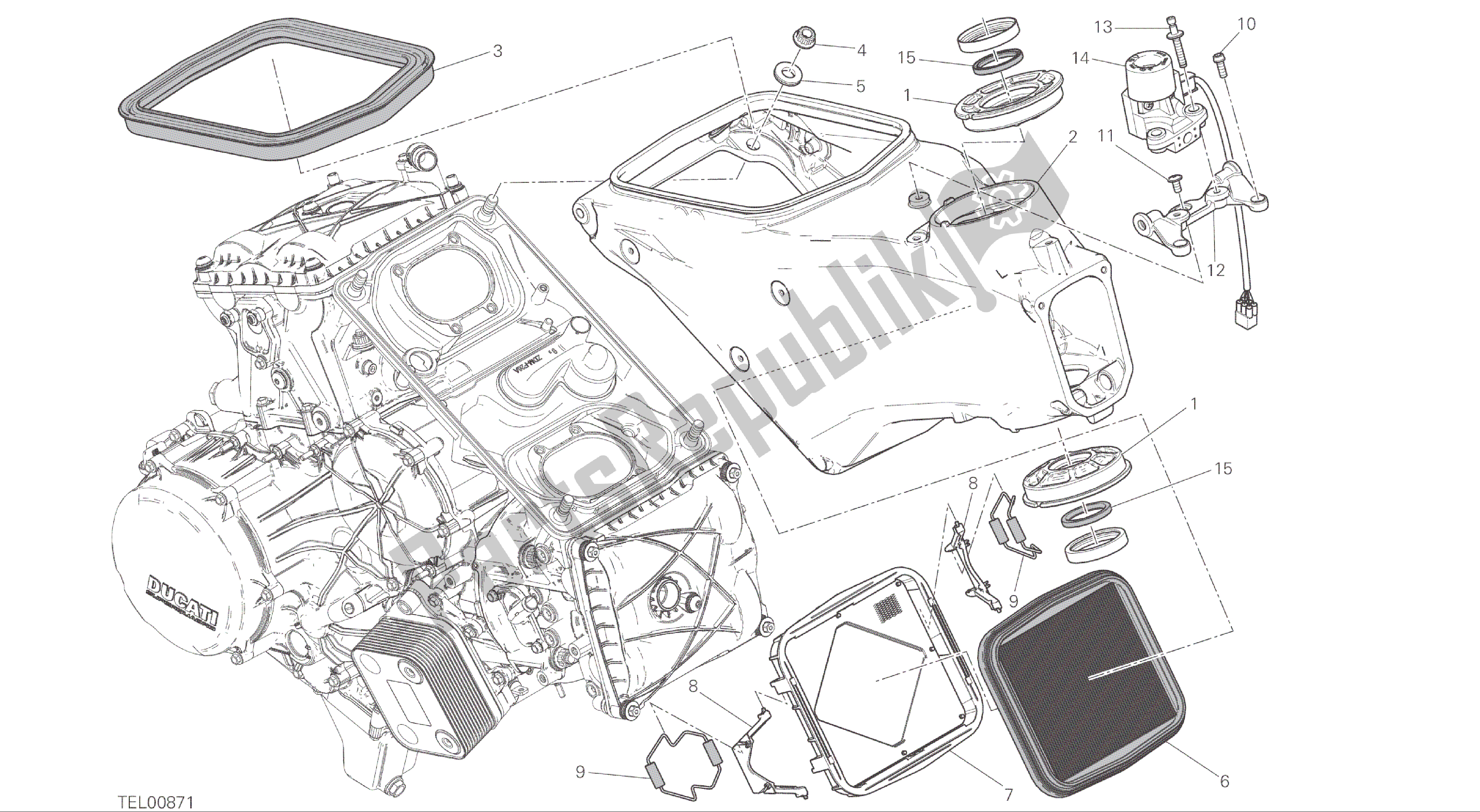 Todas as partes de Desenho 022 - Quadro [mod: 1299; Xst: Aus, Eur, Fra, Jap, Twn] Quadro De Grupo do Ducati Panigale ABS 1299 2016