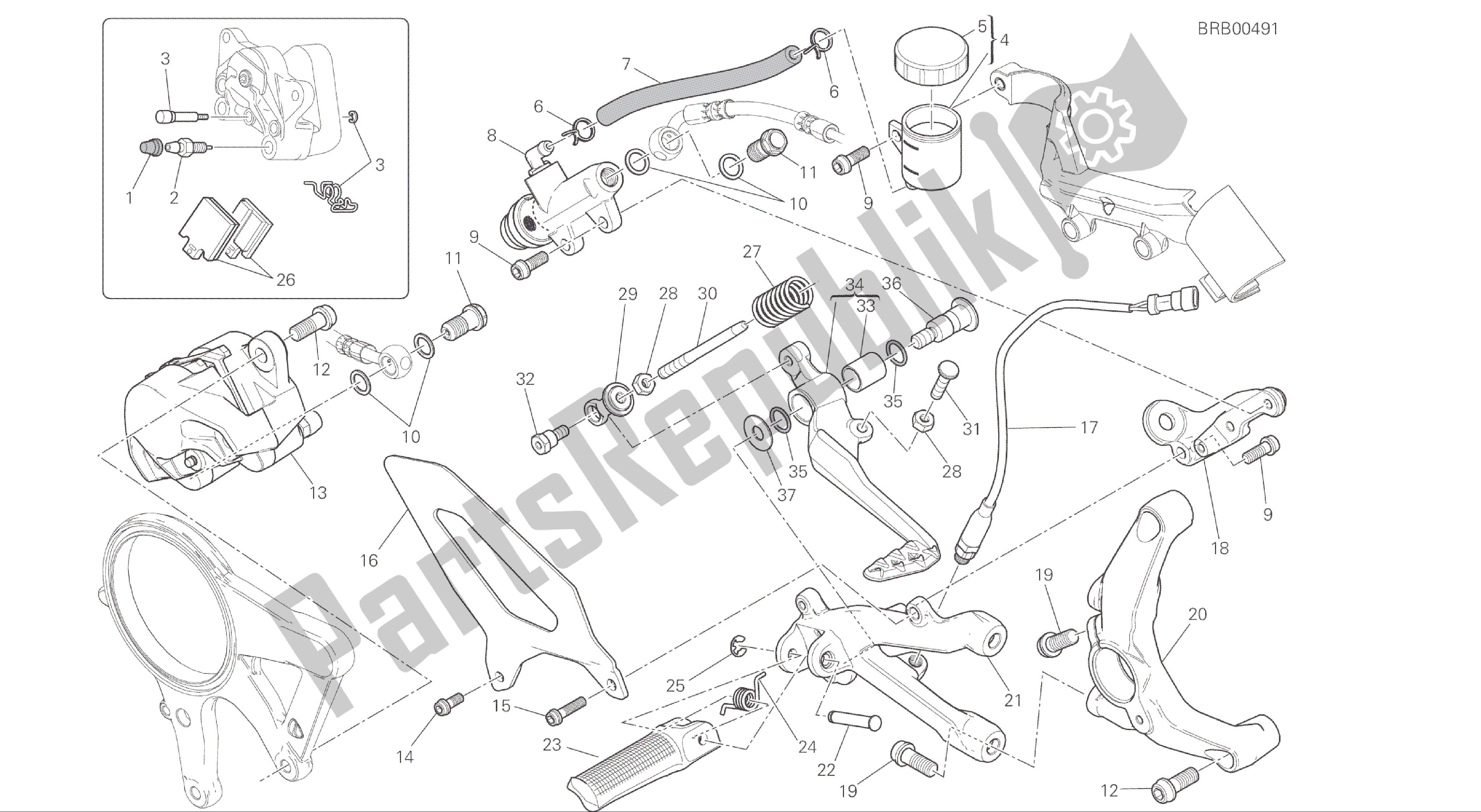 Wszystkie części do Rysunek 025 - Freno Posteriore [mod: 1299; Xst: Aus, Eur, Fra, Jap, Twn] Ramka Grupy Ducati Panigale ABS 1299 2016