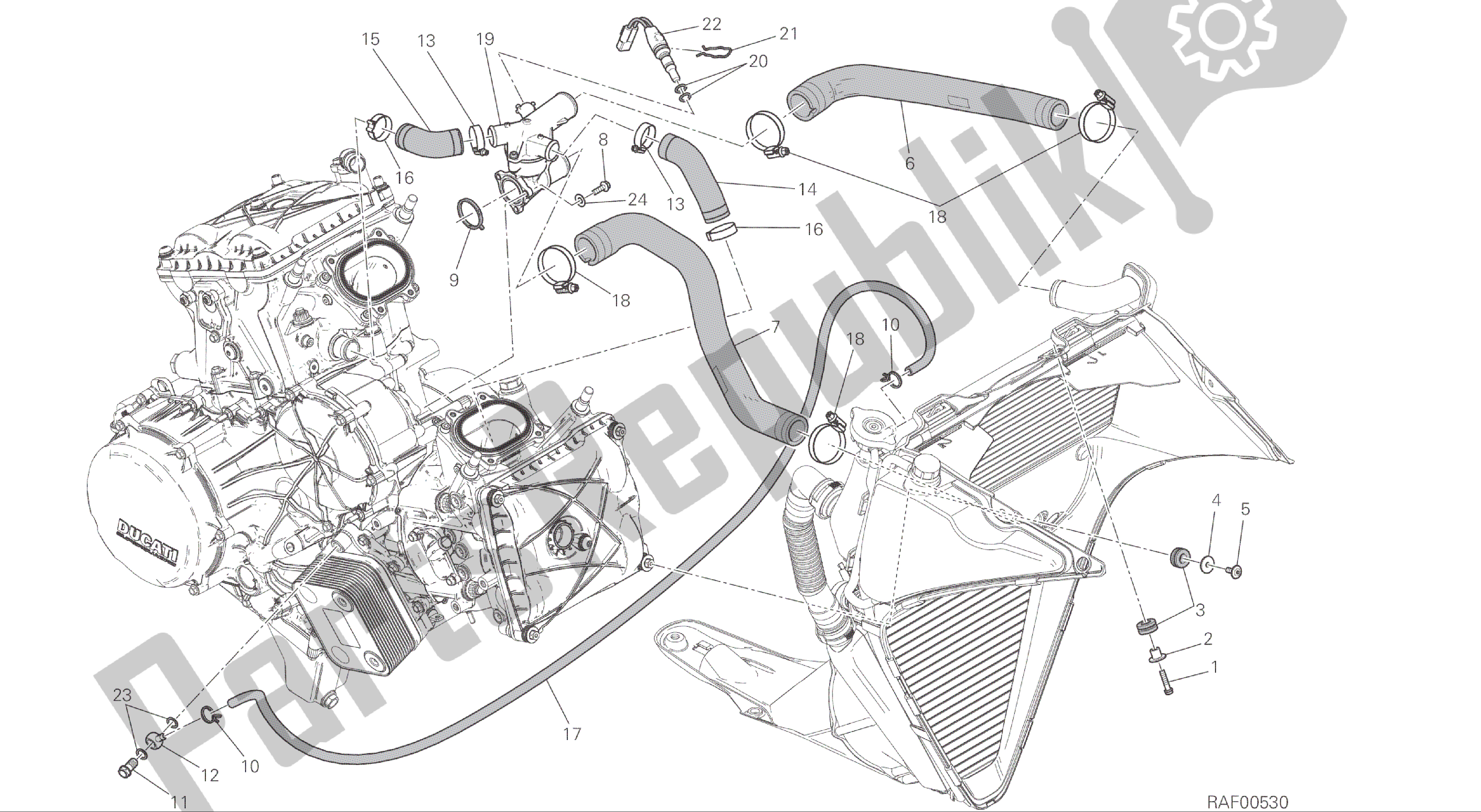Alle onderdelen voor de Tekening 031 - Koelsysteem [mod: 1299; Xst: Aus, Eur, Fra, Jap, Twn] Groepsframe van de Ducati Panigale ABS 1299 2016