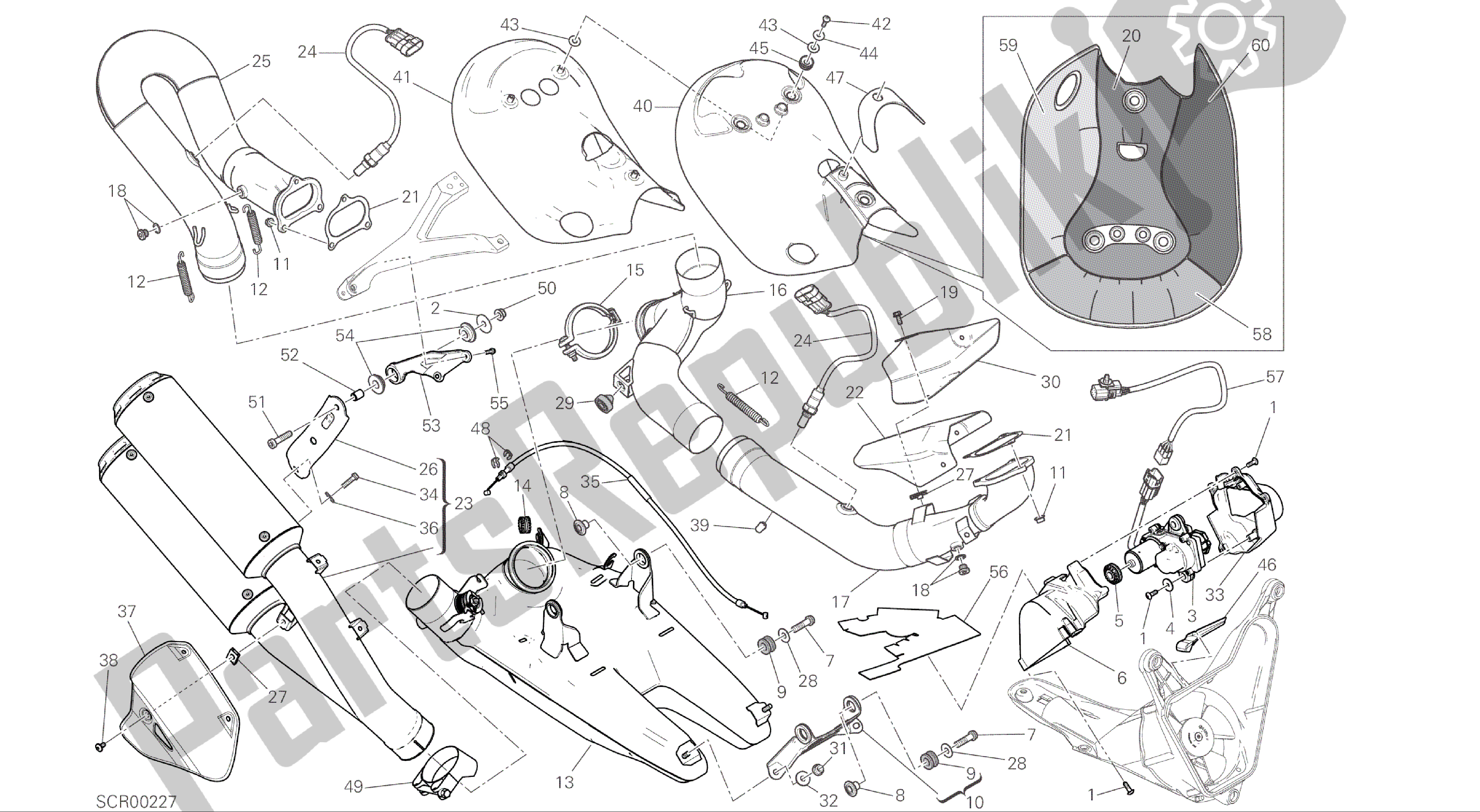 Todas las partes para Dibujo 19a - Sistema De Escape (jap) [mod: 1299; Xst: Jap, Twn] Marco De Grupo de Ducati Panigale ABS 1299 2016