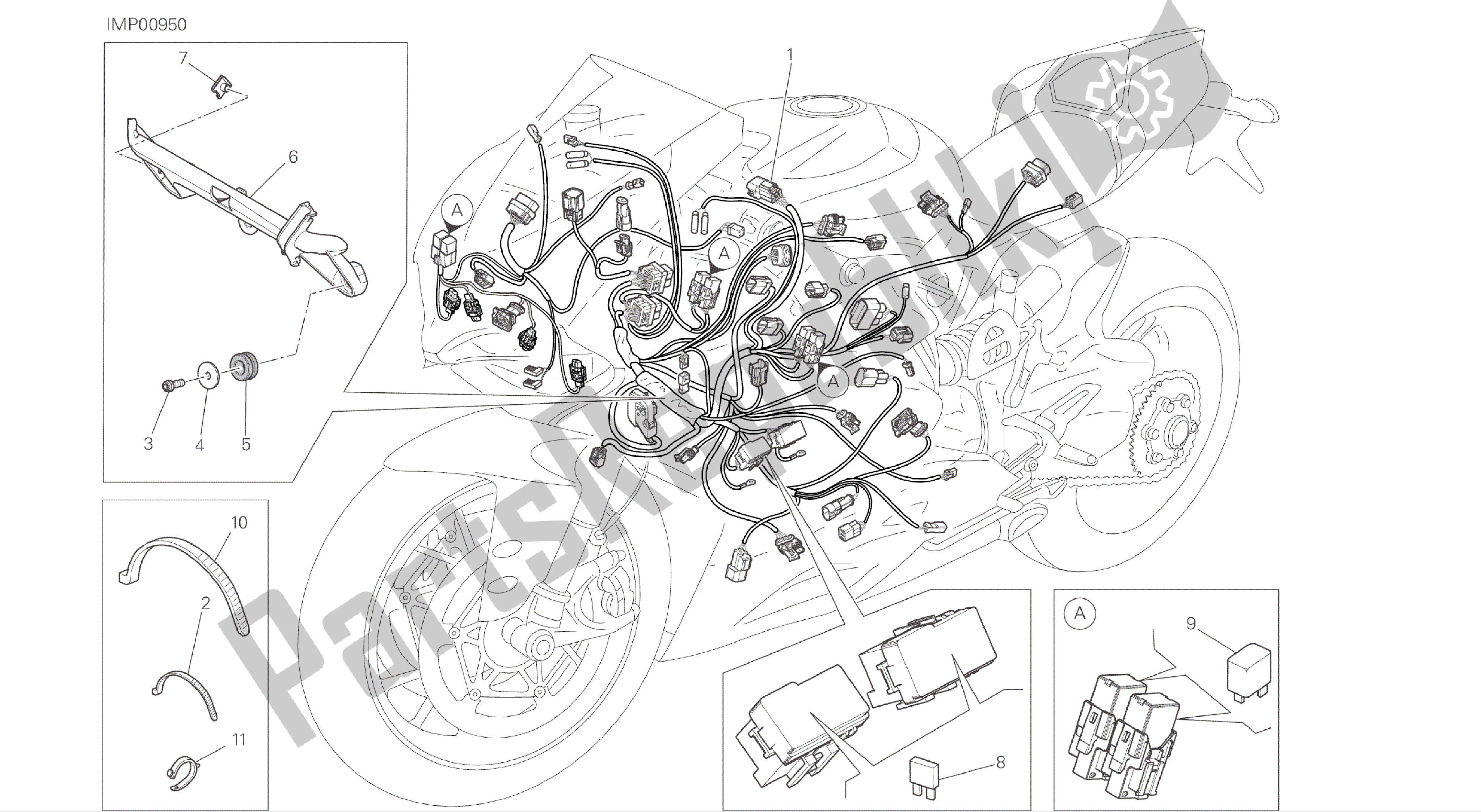 Alle onderdelen voor de Tekening 18c - Kabelboom [mod: 1299; Xst: Aus, Eur, Fra, Jap, Twn] Groep Elektrisch van de Ducati Panigale ABS 1299 2016