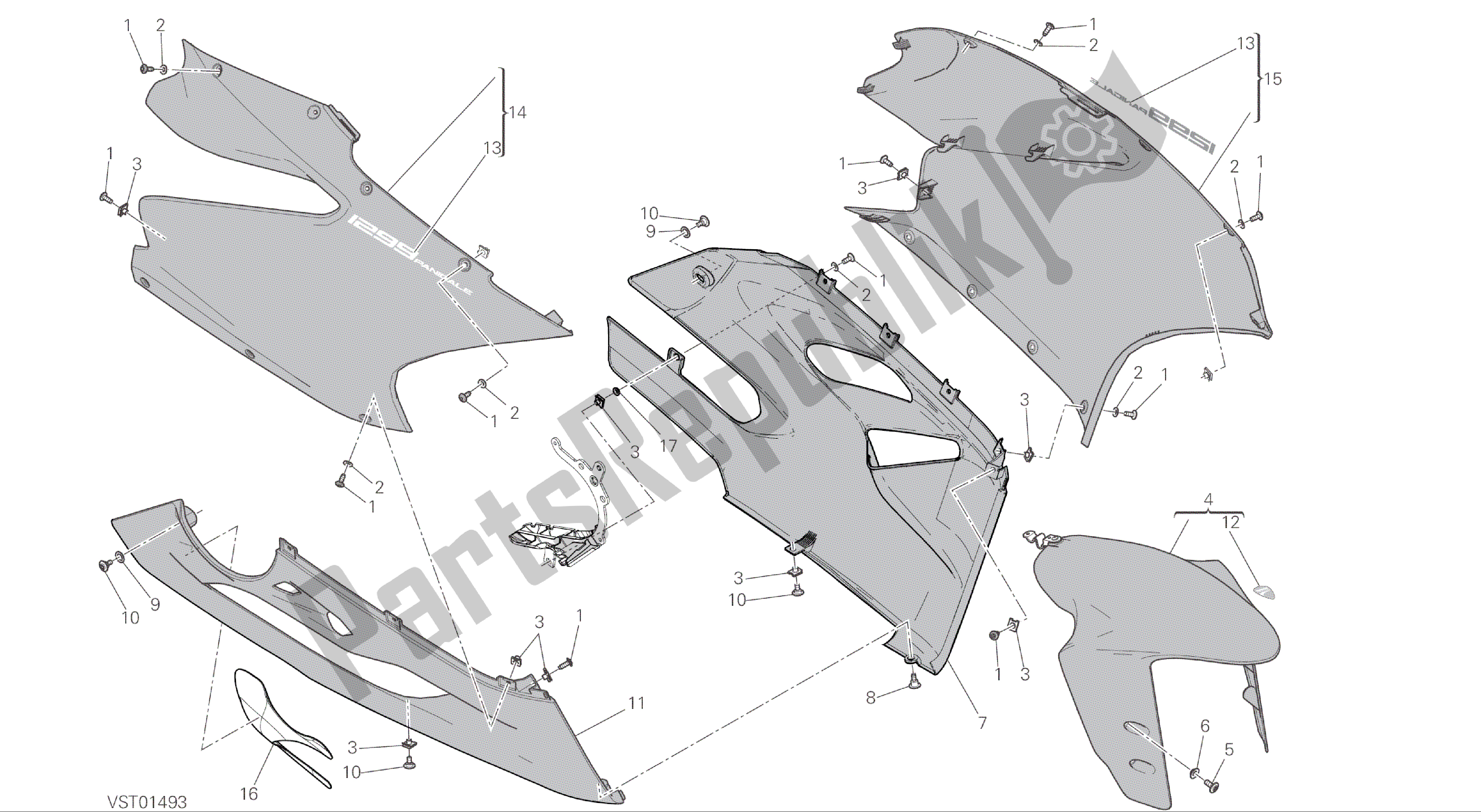 Alle onderdelen voor de Tekening 34a - Kuip [mod: 1299; Xst: Jap, Twn] Groepsframe van de Ducati Panigale ABS 1299 2016