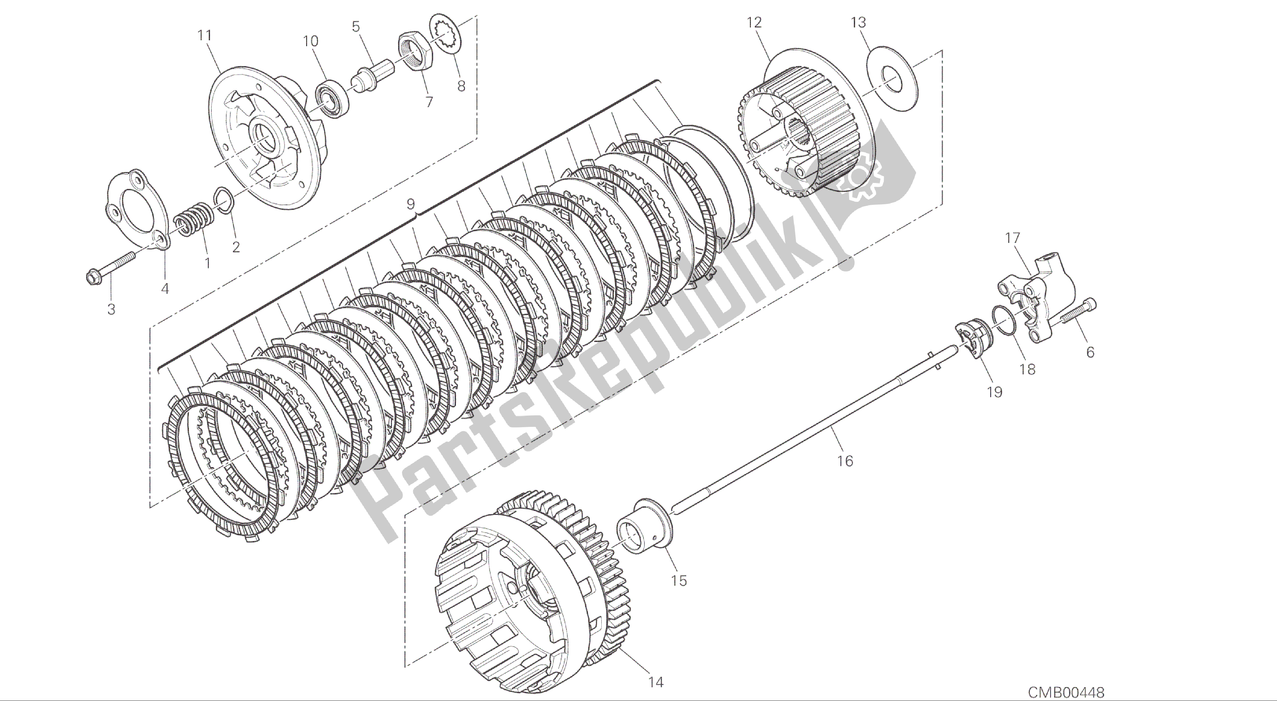 Alle onderdelen voor de Tekening 004 - Koppeling [mod: 1299; Xst: Aus, Eur, Fra, Jap, Twn] Groepsmotor van de Ducati Panigale ABS 1299 2016