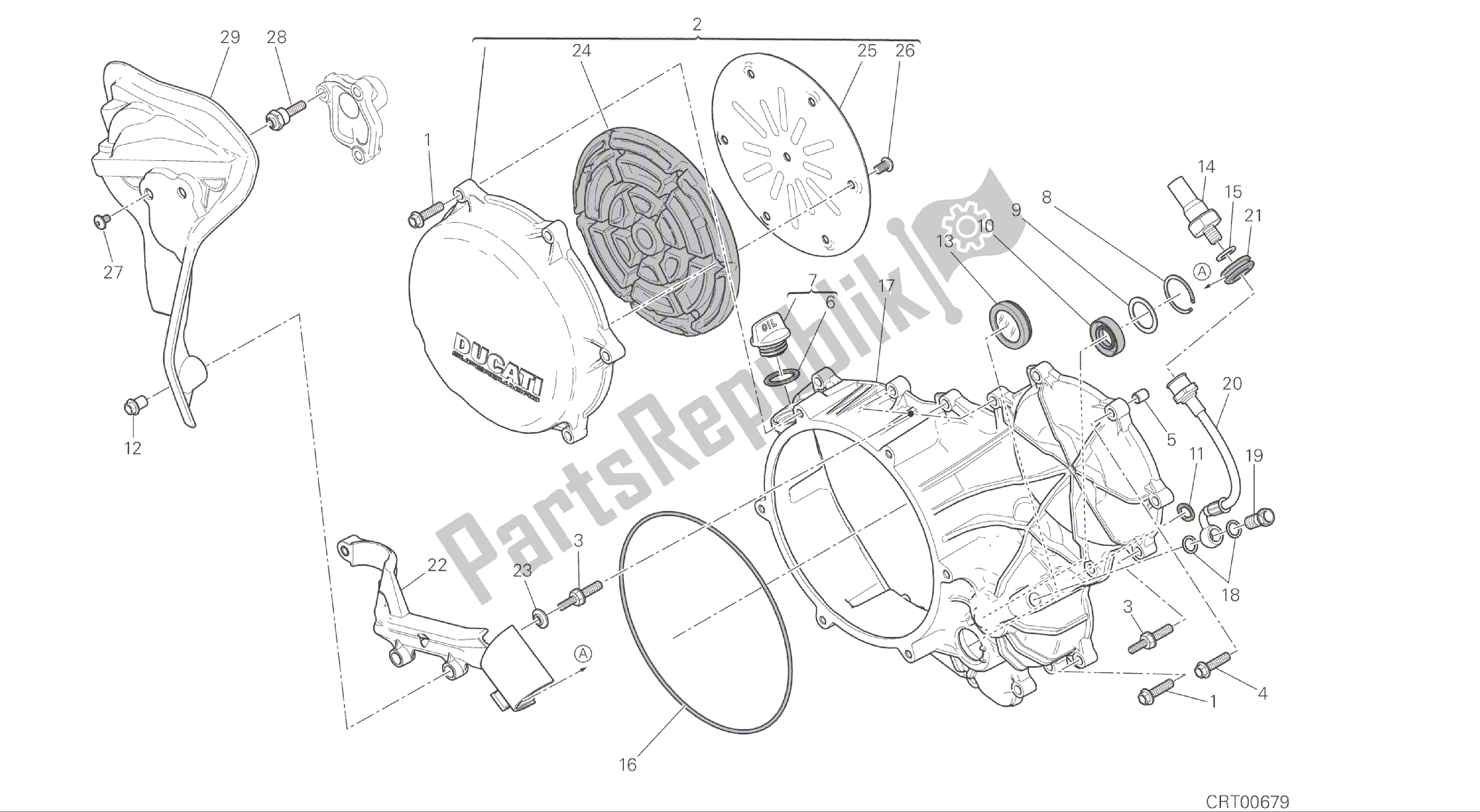 Alle onderdelen voor de Tekening 005 - Koppeling - Carterdeksel Zijkant [mod: 1299; Xst: Aus, Eur, Fra] Groepsmotor van de Ducati Panigale ABS 1299 2016