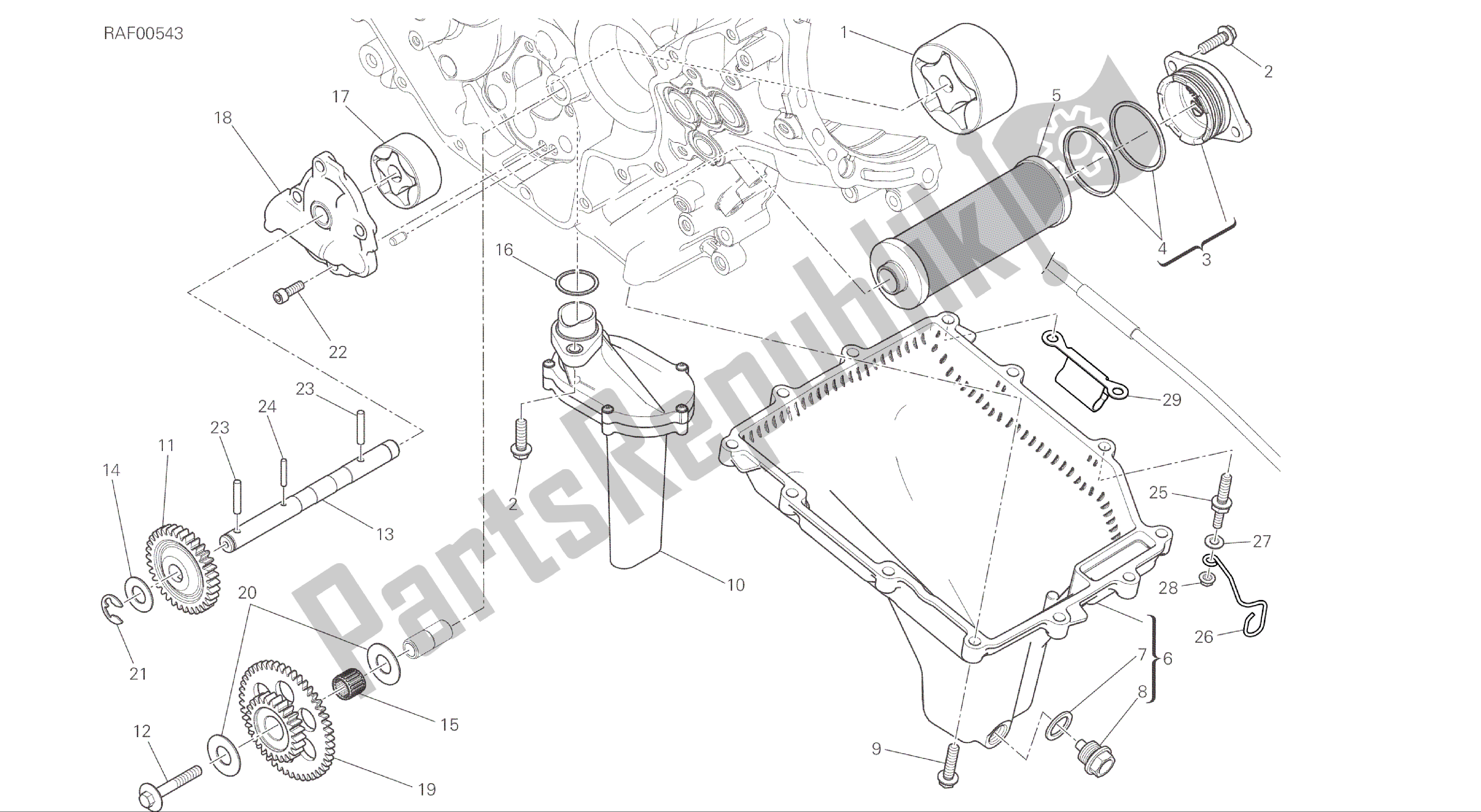 Todas las partes para Dibujo 009 - Filtros Y Bomba De Aceite [mod: 1299; Xst: Jap, Twn] Motor De Grupo de Ducati Panigale ABS 1299 2016