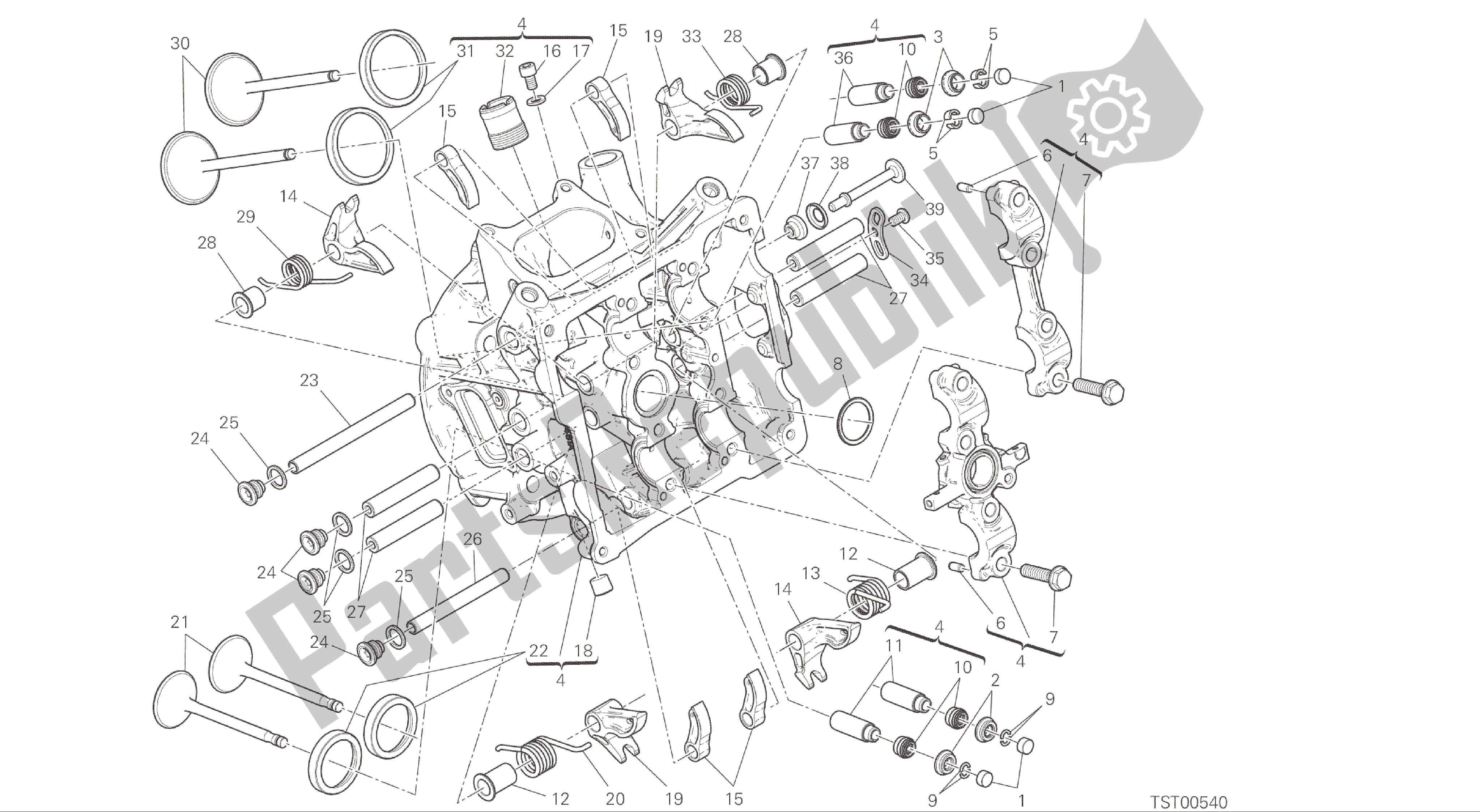 Alle onderdelen voor de Tekening 014 - Horizontale Kop [mod: 1299; Xst: Aus, Eur, Fra, Jap, Twn] Groepsmotor van de Ducati Panigale ABS 1299 2016