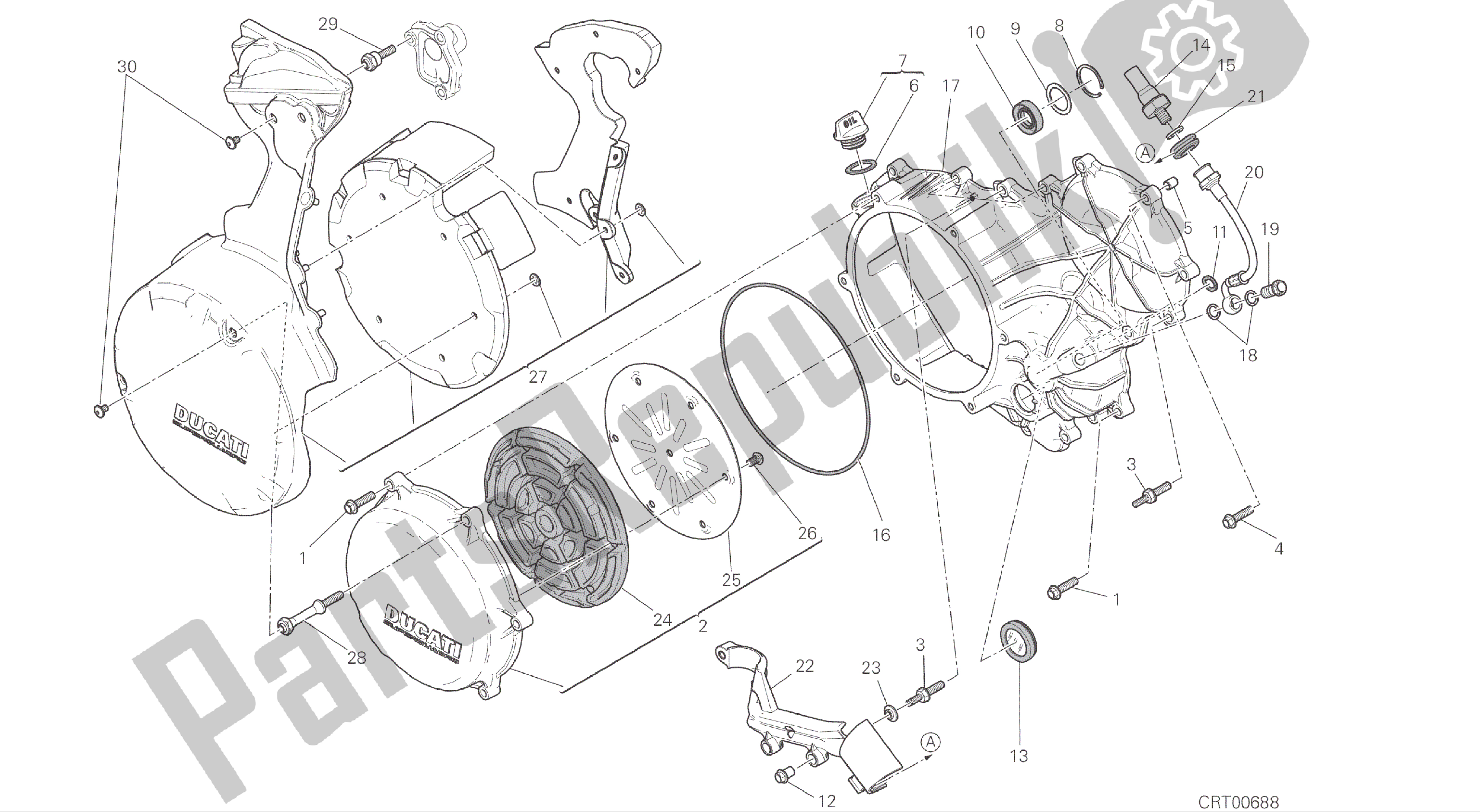 Alle onderdelen voor de Tekening 05a - Koppelingszijde Carterdeksel (jap) [mod: 1299; Xst: Jap, Twn] Groepsmotor van de Ducati Panigale ABS 1299 2016