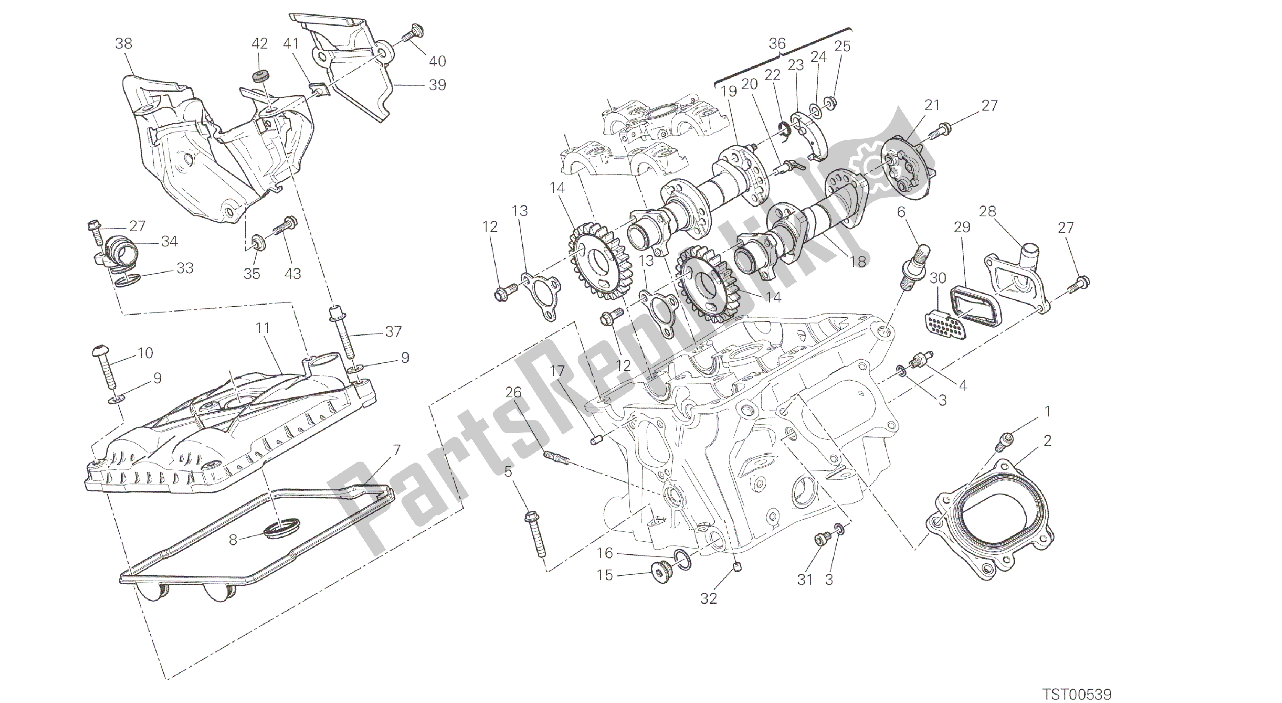 Alle onderdelen voor de Tekening 13a - Verticale Cilinderkop - Timing [mod: 1299; Xst: Aus, Eur, Fra, Jap] Groepsmotor van de Ducati Panigale ABS 1299 2016