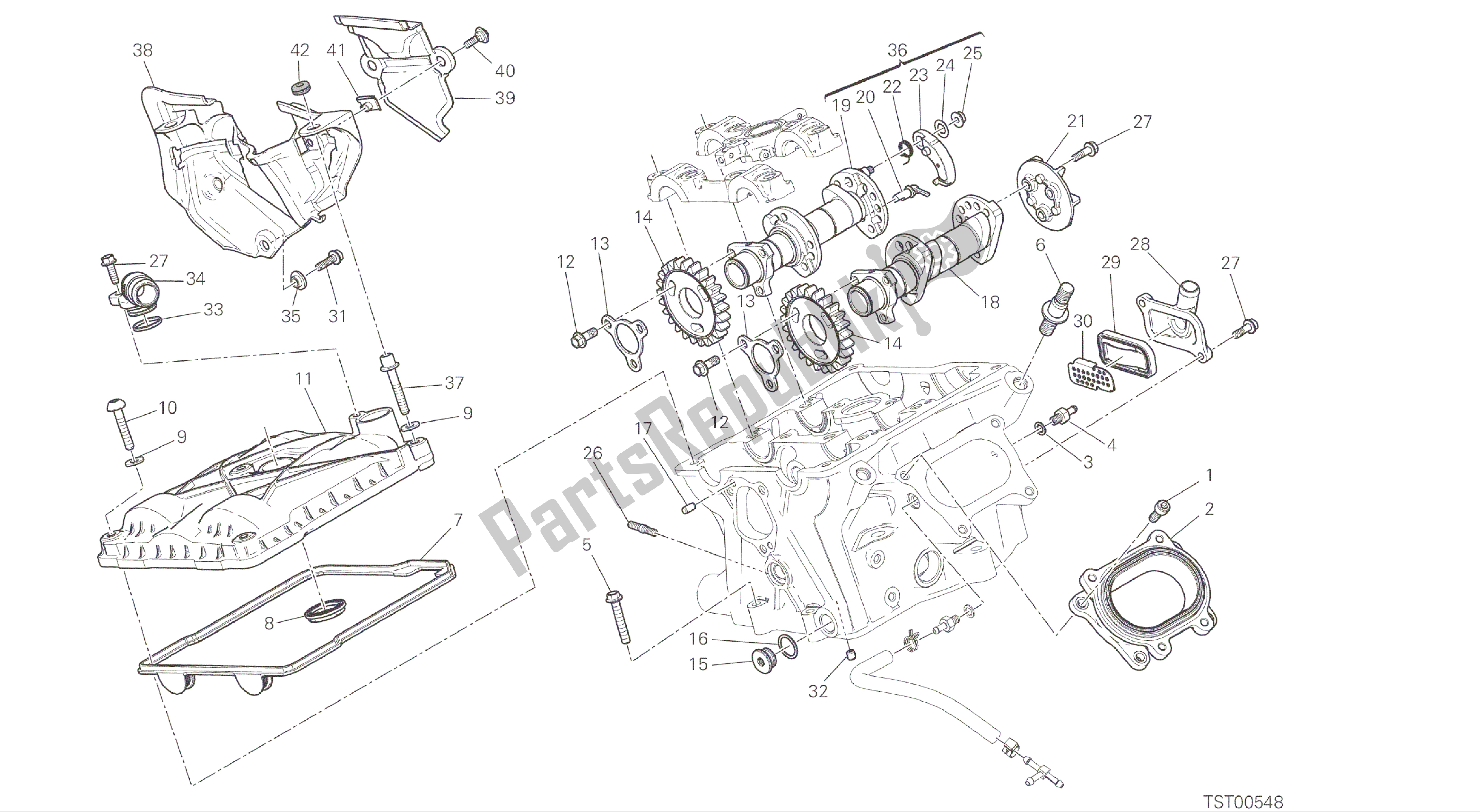 Alle onderdelen voor de Tekening 13a - Verticale Cilinderkop - Timing [mod: 1299; Xst: Twn] Groepsmotor van de Ducati Panigale ABS 1299 2016