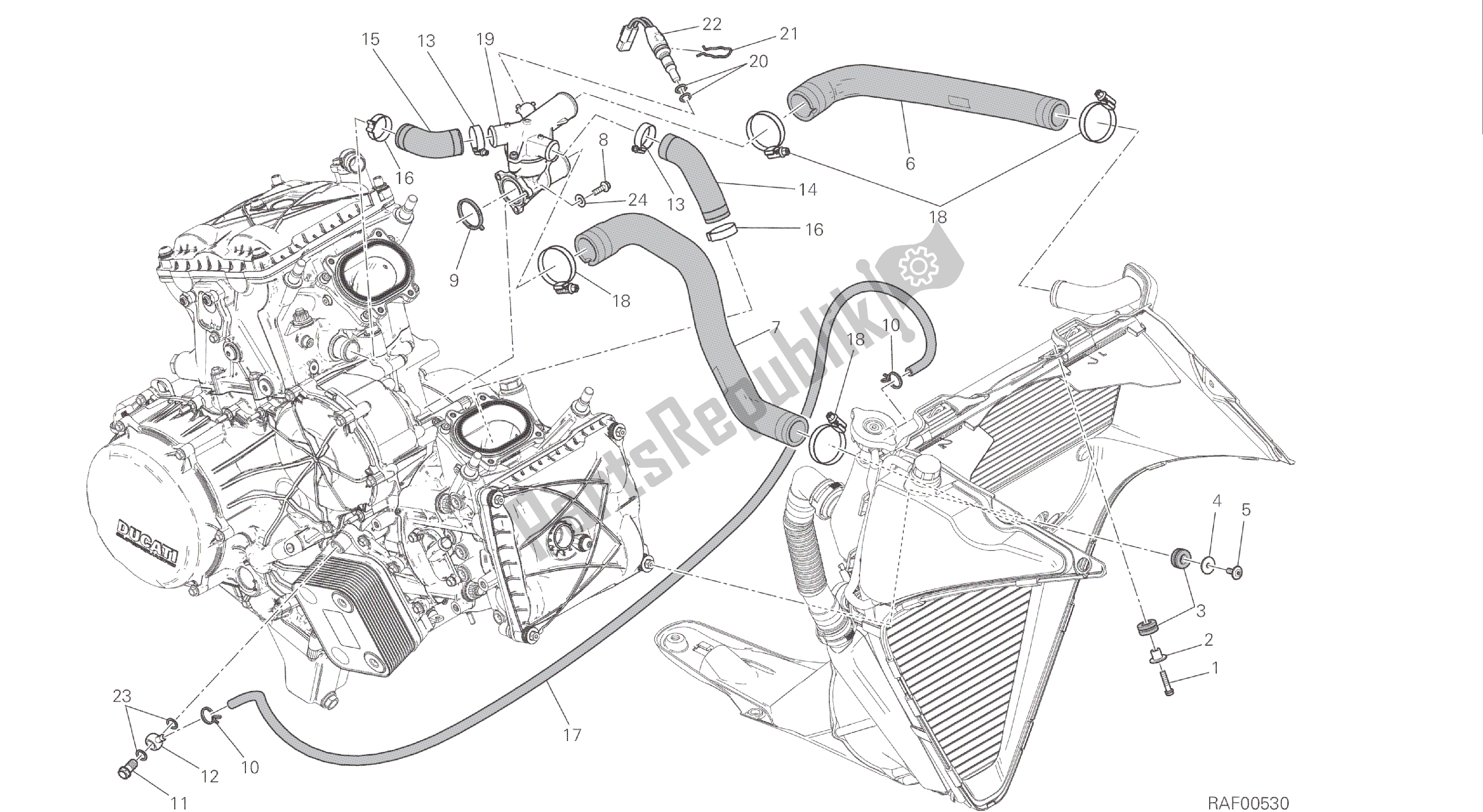 Todas las partes para Dibujo 031 - Sistema De Enfriamiento [mod: 1299s; Xst: Marco De Grupo Aus, Eur, Fra, Jap, Twn] de Ducati Panigale S ABS 1299 2016