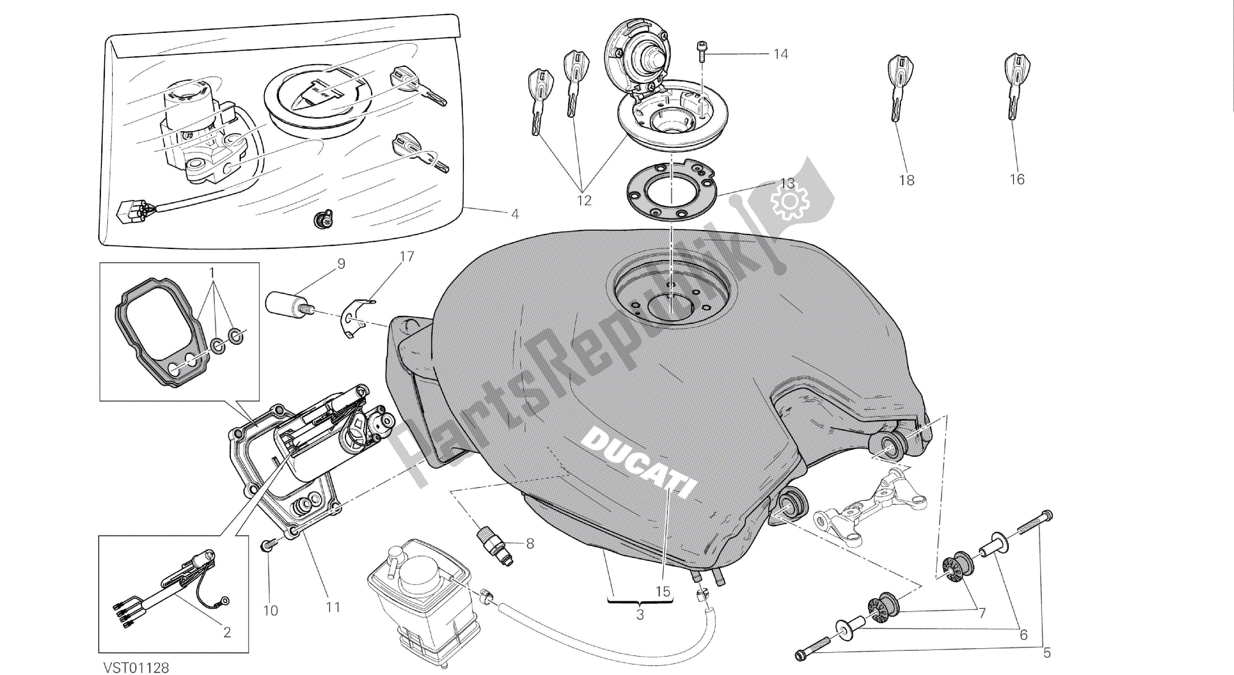 Todas las partes para Dibujo 032 - Marco De Grupo Tanque [mod: 1299s; Xst: Twn] de Ducati Panigale S ABS 1299 2016