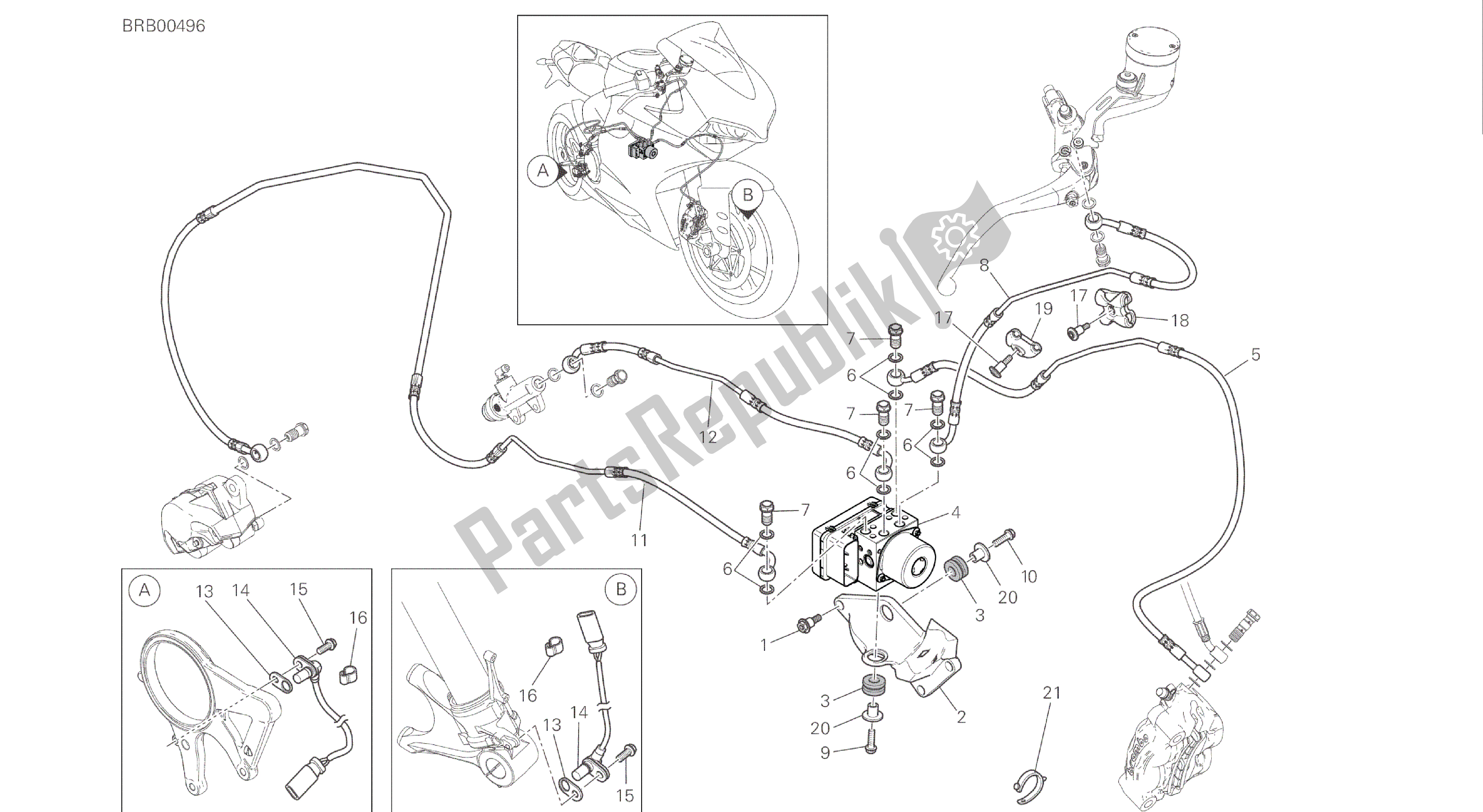 Todas las partes para Dibujo 24a - Sistema De Frenos Antibloqueo (abs) [mod: 1299s; Xst: Marco De Grupo Aus, Eur, Fra, Jap, Twn] de Ducati Panigale S ABS 1299 2016