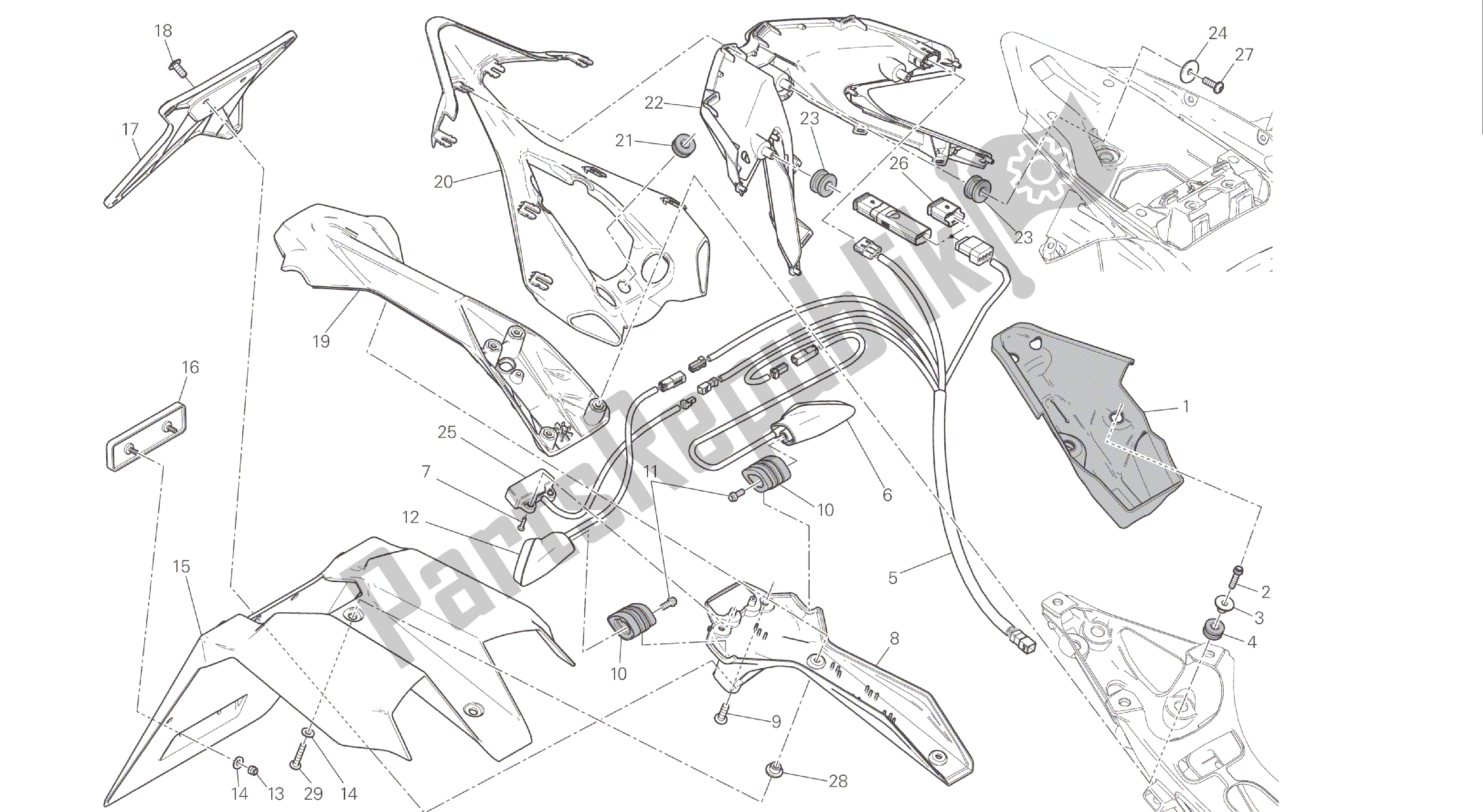 Todas las partes para Dibujo 27b - Soporte De Matrícula - Luz Trasera - (aus) [mod: 1299s; Xst: Aus] Marco De Grupo de Ducati Panigale S ABS 1299 2016