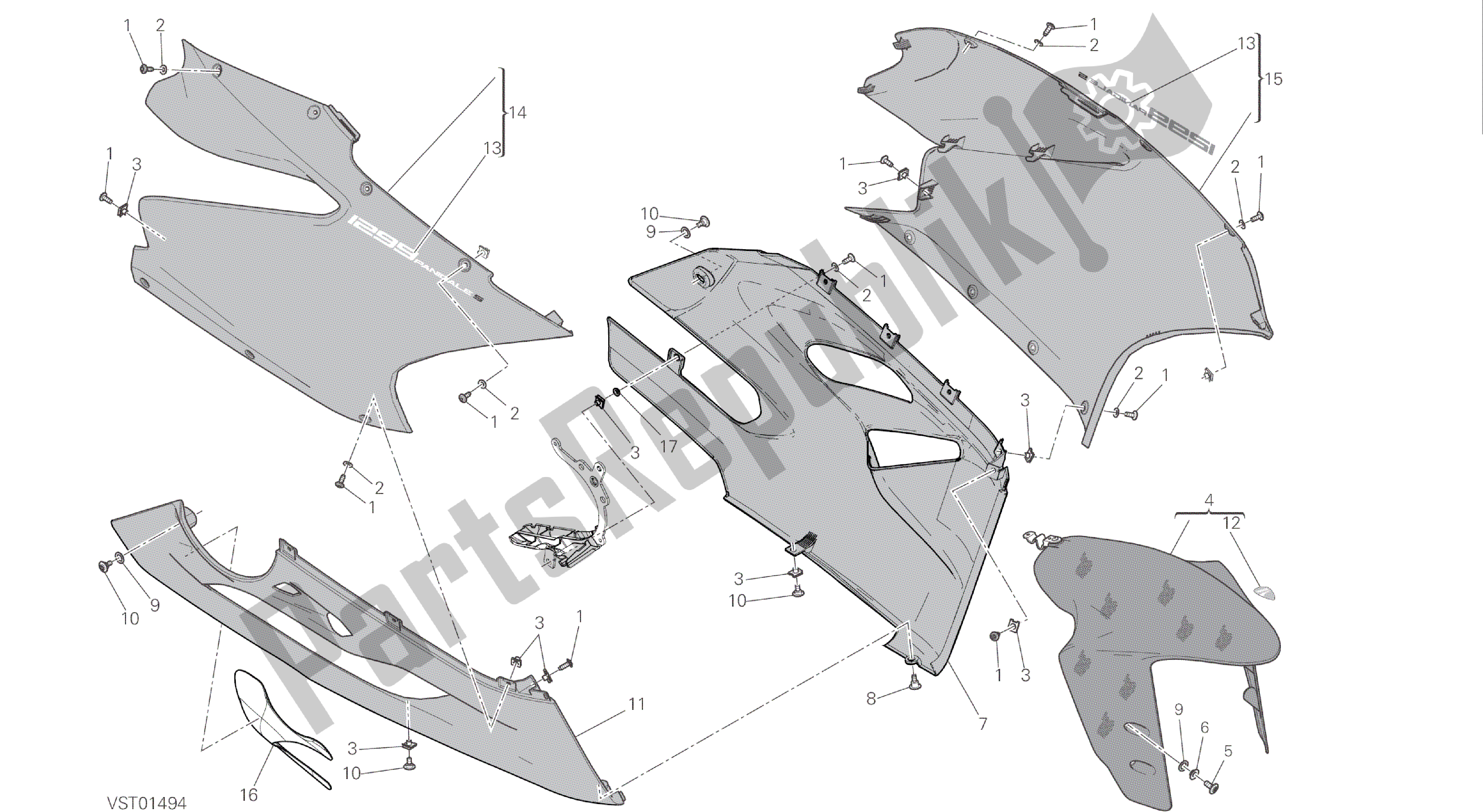 Todas as partes de Desenho 34a - Carenagem [mod: 1299s; Xst: Jap, Twn] Quadro De Grupo do Ducati Panigale S ABS 1299 2016