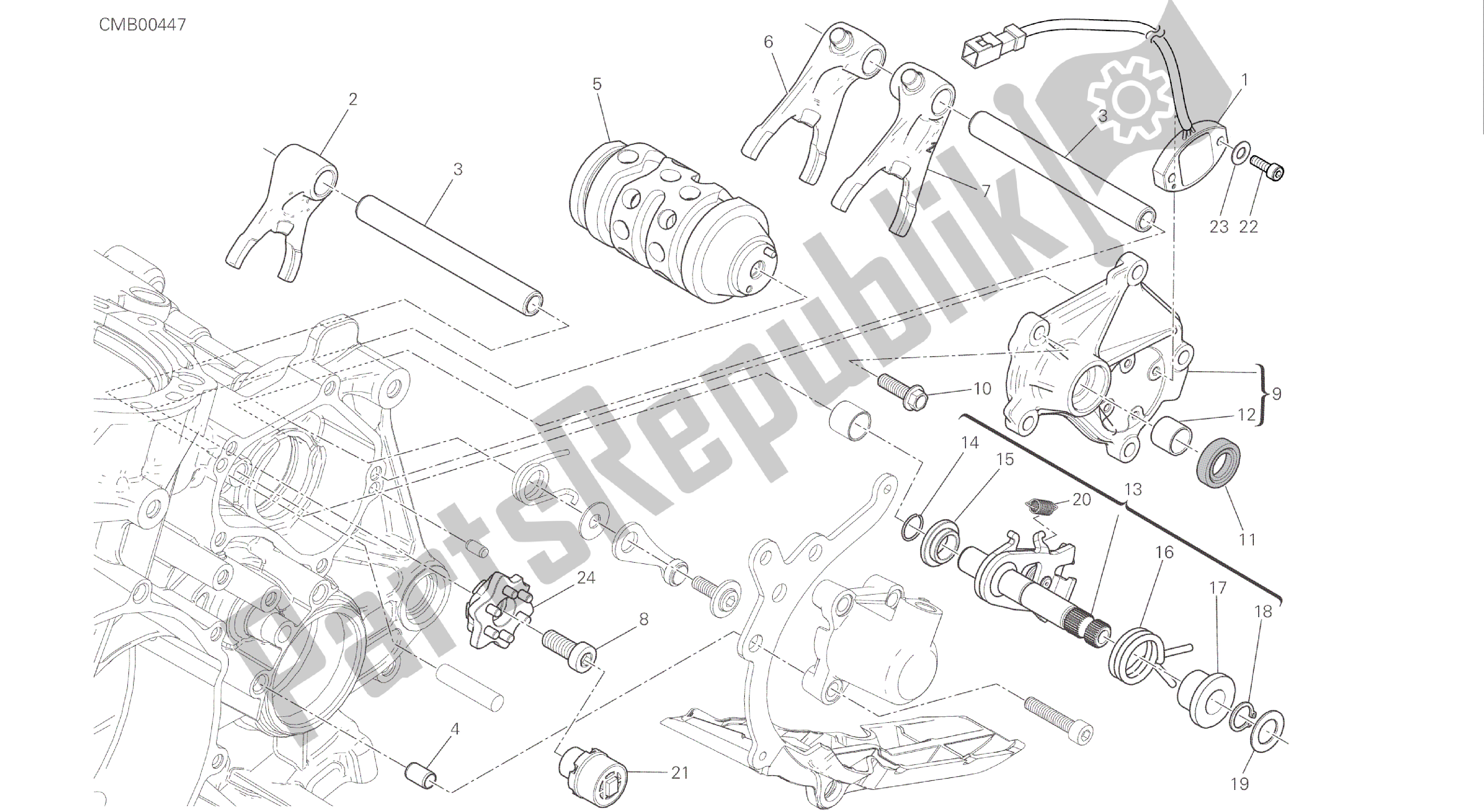 Todas las partes para Dibujo 002 - Control De Cambio De Marchas [mod: 1299s; Motor De Grupo Xst: Aus, Eur, Fra, Jap, Twn] de Ducati Panigale S ABS 1299 2016