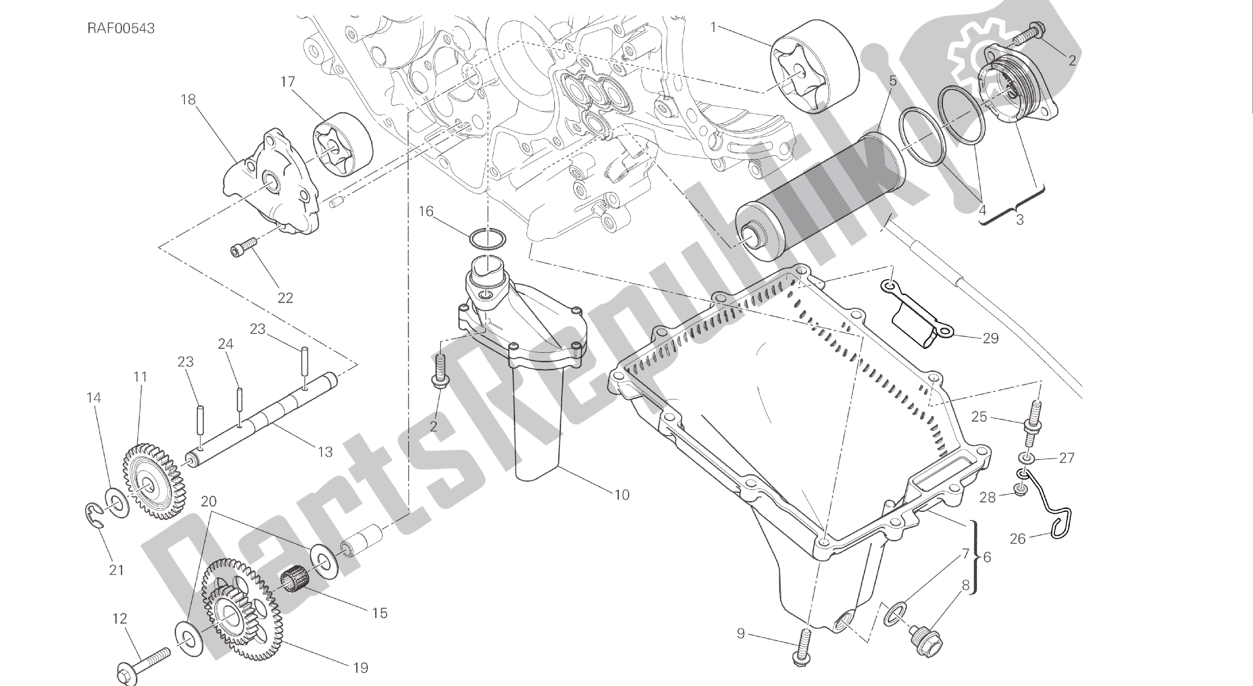 Todas las partes para Dibujo 009 - Filtros Y Bomba De Aceite [mod: 1299s; Xst: Jap, Twn] Motor De Grupo de Ducati Panigale S ABS 1299 2016