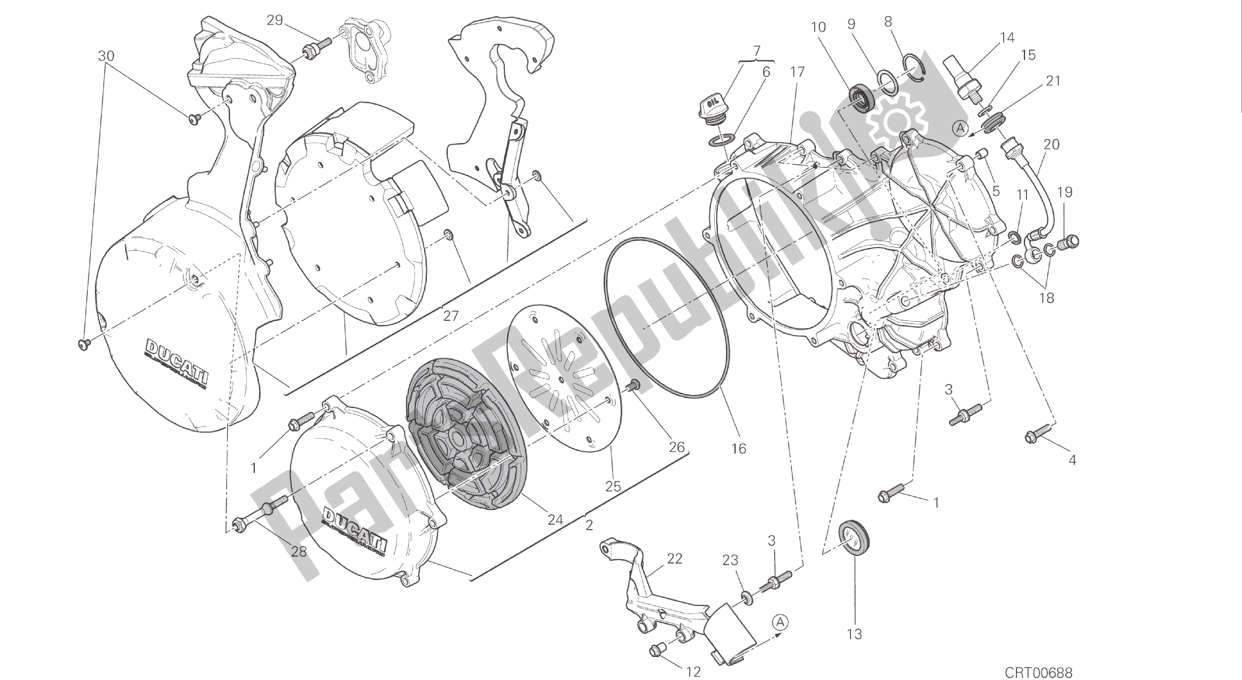 Alle onderdelen voor de Tekening 05a - Carterhoes Koppelingszijde (jap) [mod: 1299s; Xst: Jap, Twn] Groepsmotor van de Ducati Panigale S ABS 1299 2016