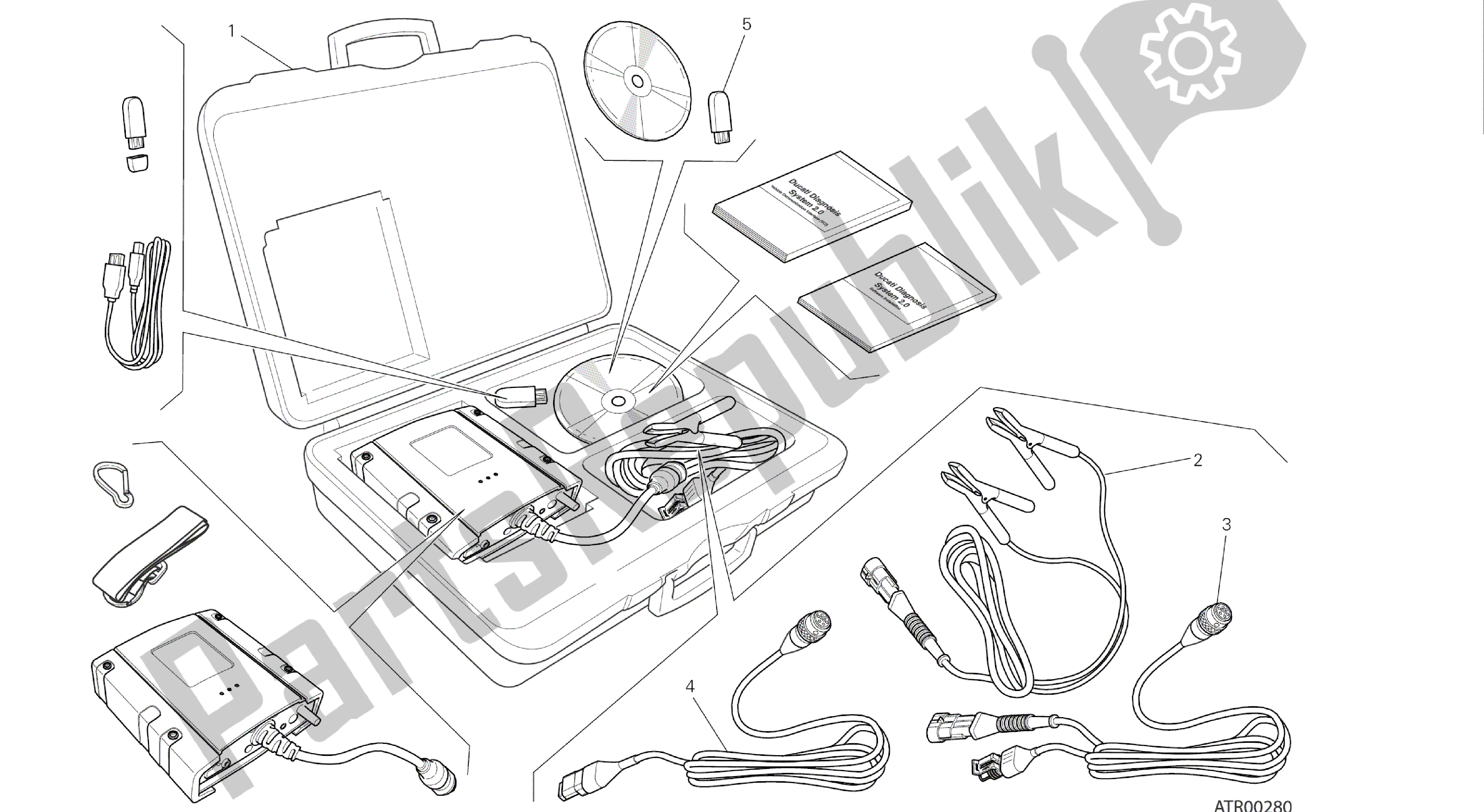 Todas las partes para Dibujo 001 - Dds (2) Probador [mod: 1299s; Xst: Aus, Eur, Fra, Jap, Twn] Herramientas De Grupo de Ducati Panigale S ABS 1299 2016
