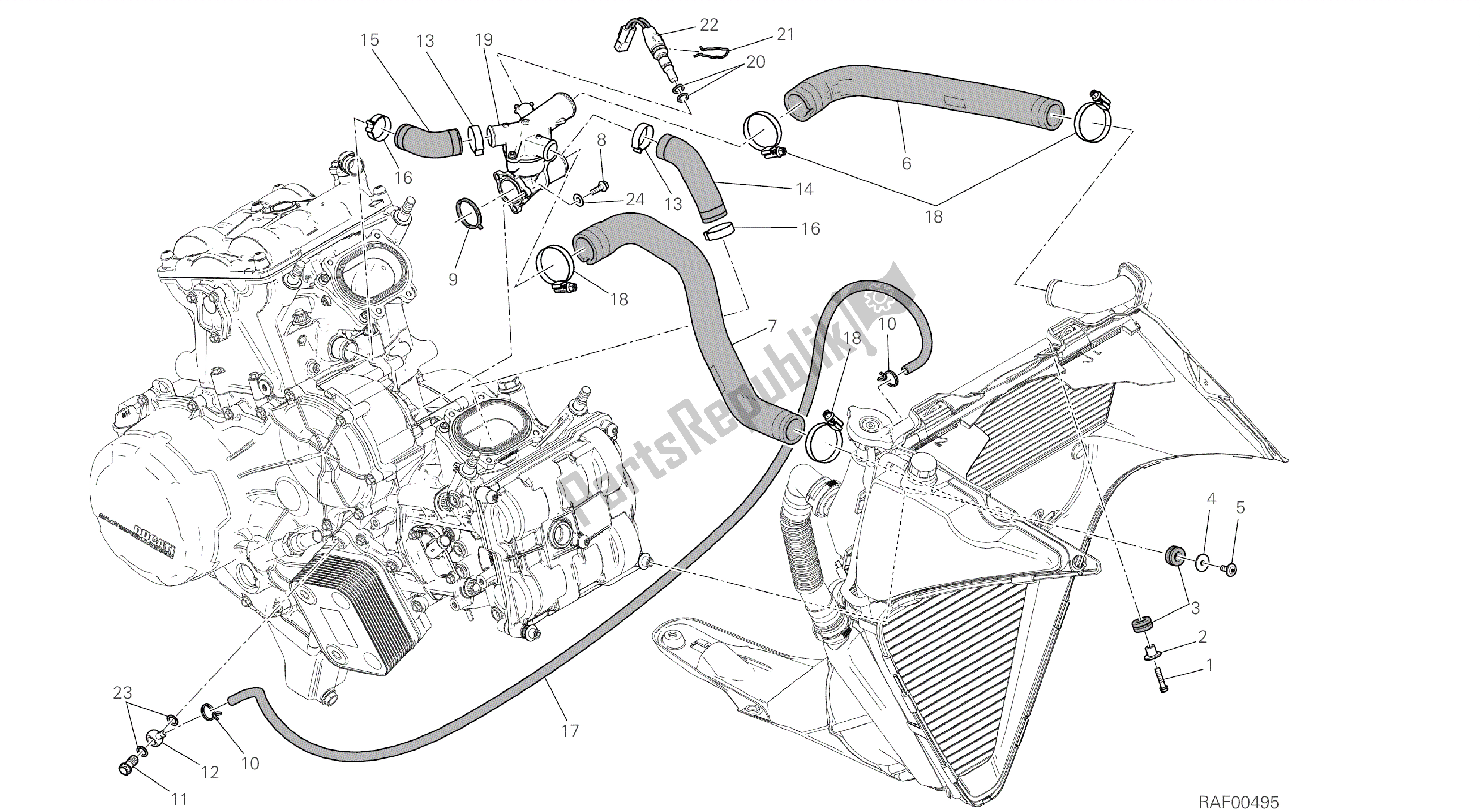 Todas las partes para Dibujo 031 - Sistema De Enfriamiento [mod: 899 Abs; Xst: Marco De Grupo Aus, Eur, Fra, Jap, Twn] de Ducati Panigale 899 2014