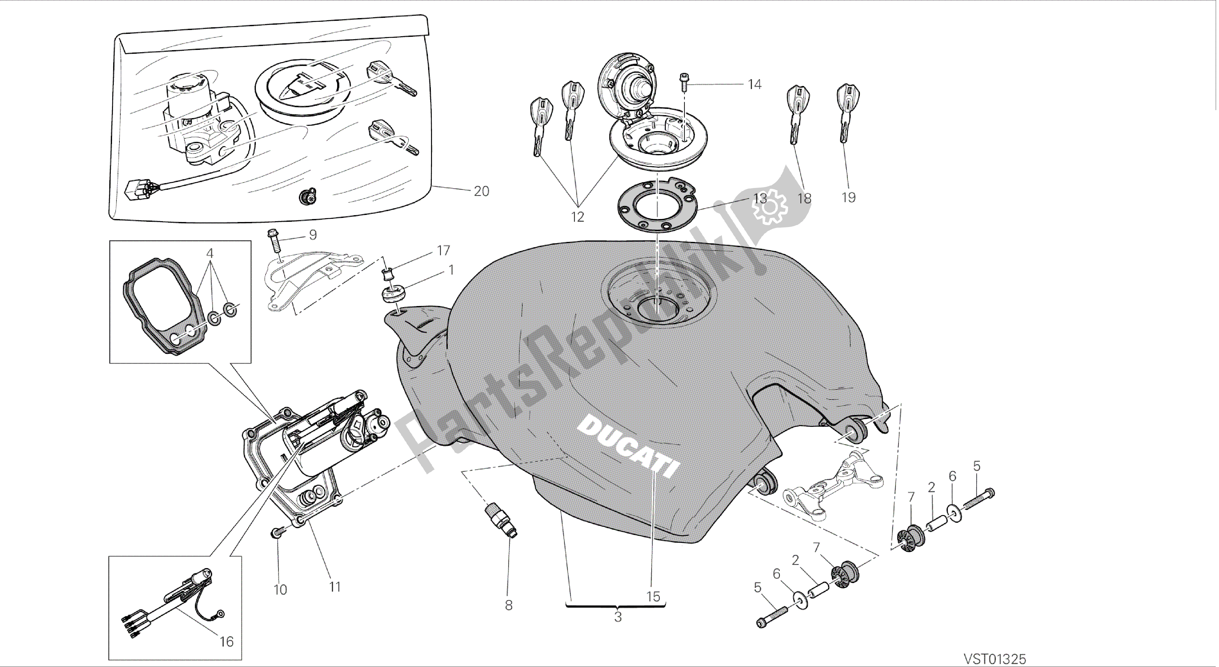 Todas las partes para Dibujo 032 - Tanque [mod: 899 Abs; Xst: Twn] Cuadro De Grupo de Ducati Panigale 899 2014