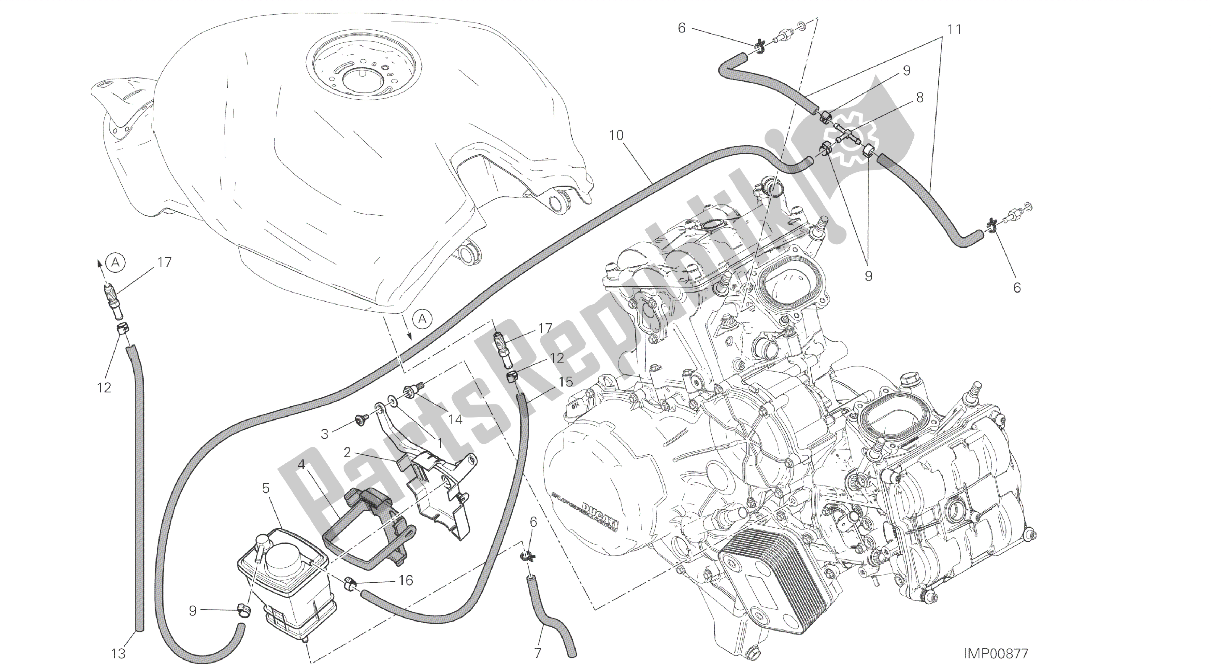Todas las partes para Dibujo 035 - Filtro De Recipiente [mod: 899 Abs; Xst: Twn] Marco De Grupo de Ducati Panigale 899 2014