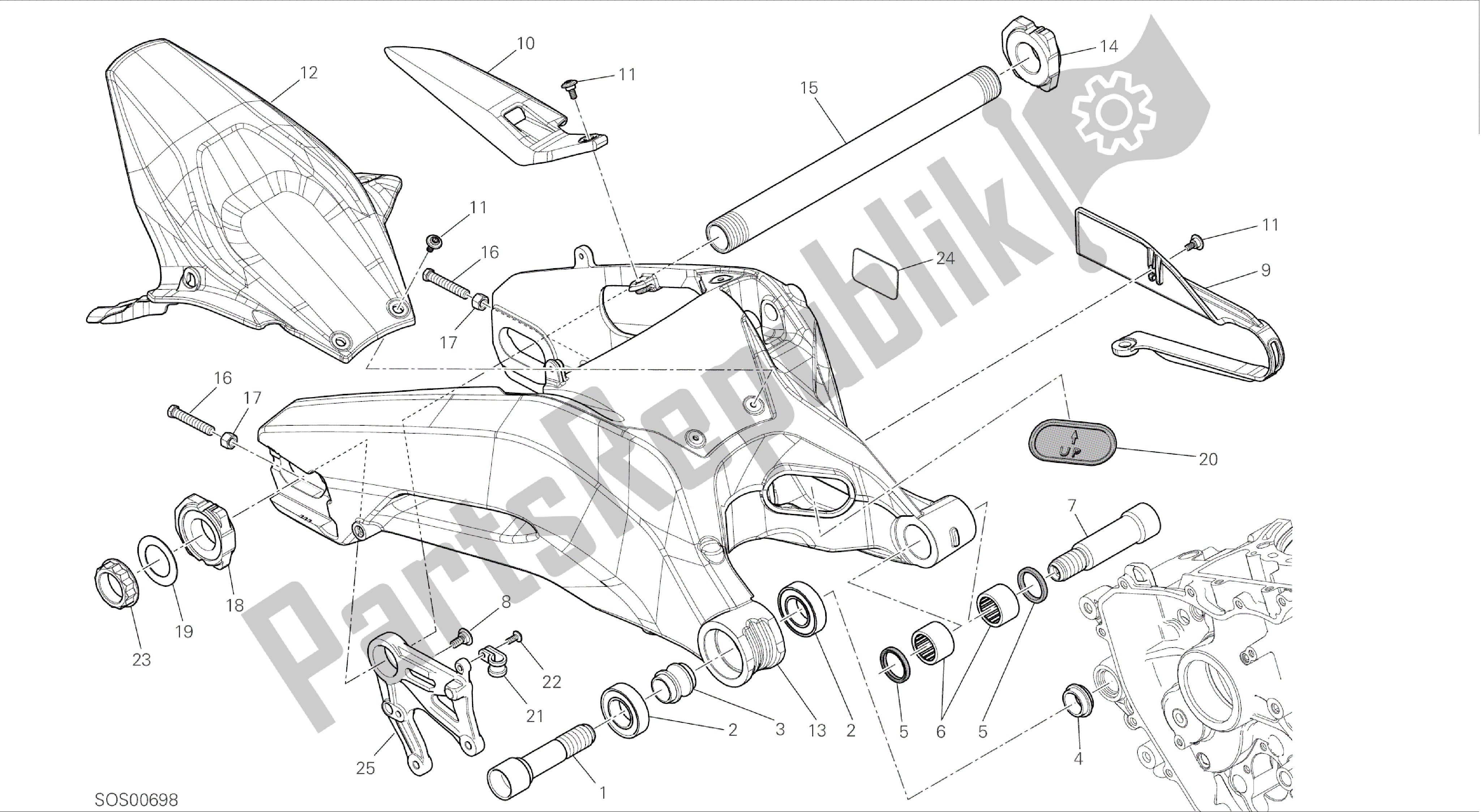 Todas las partes para Dibujo 28a - Forcellone Posteriore [mod: 899 Abs; Xst: Marco De Grupo Aus, Eur, Fra, Jap, Twn] de Ducati Panigale 899 2014