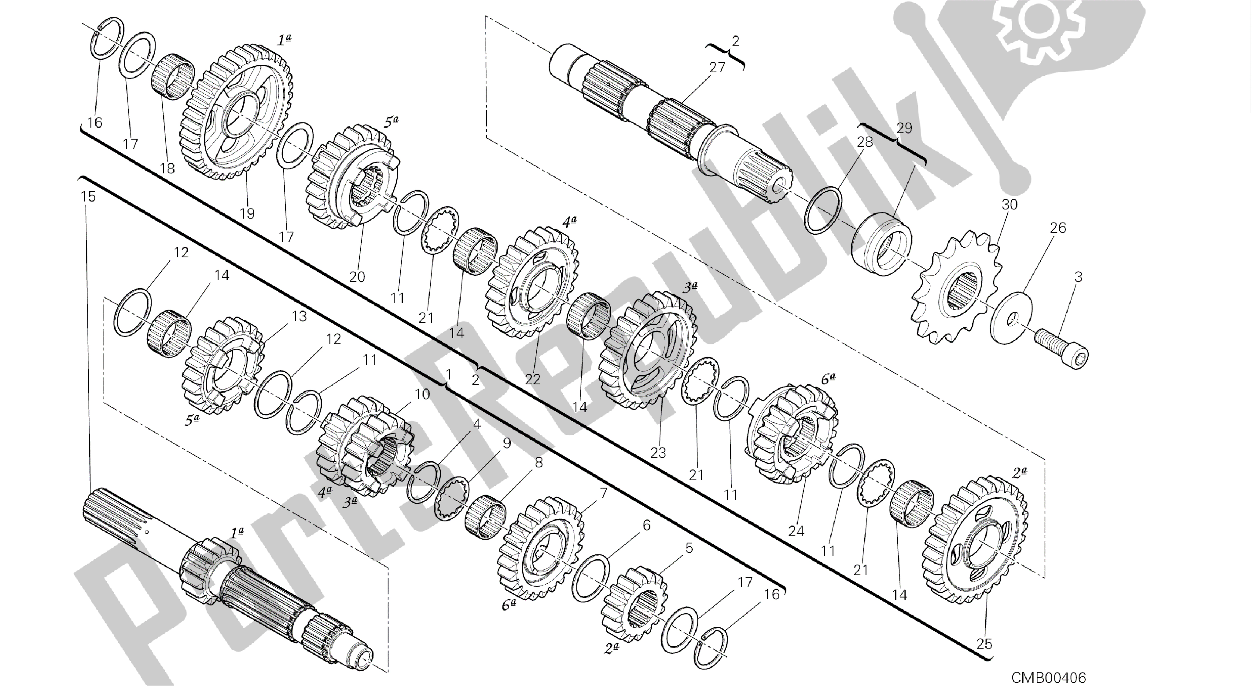 Alle onderdelen voor de Tekening 003 - Versnellingsbak [mod: 899 Abs; Xst: Aus, Eur, Fra, Jap, Twn] Groepsmotor van de Ducati Panigale 899 2014