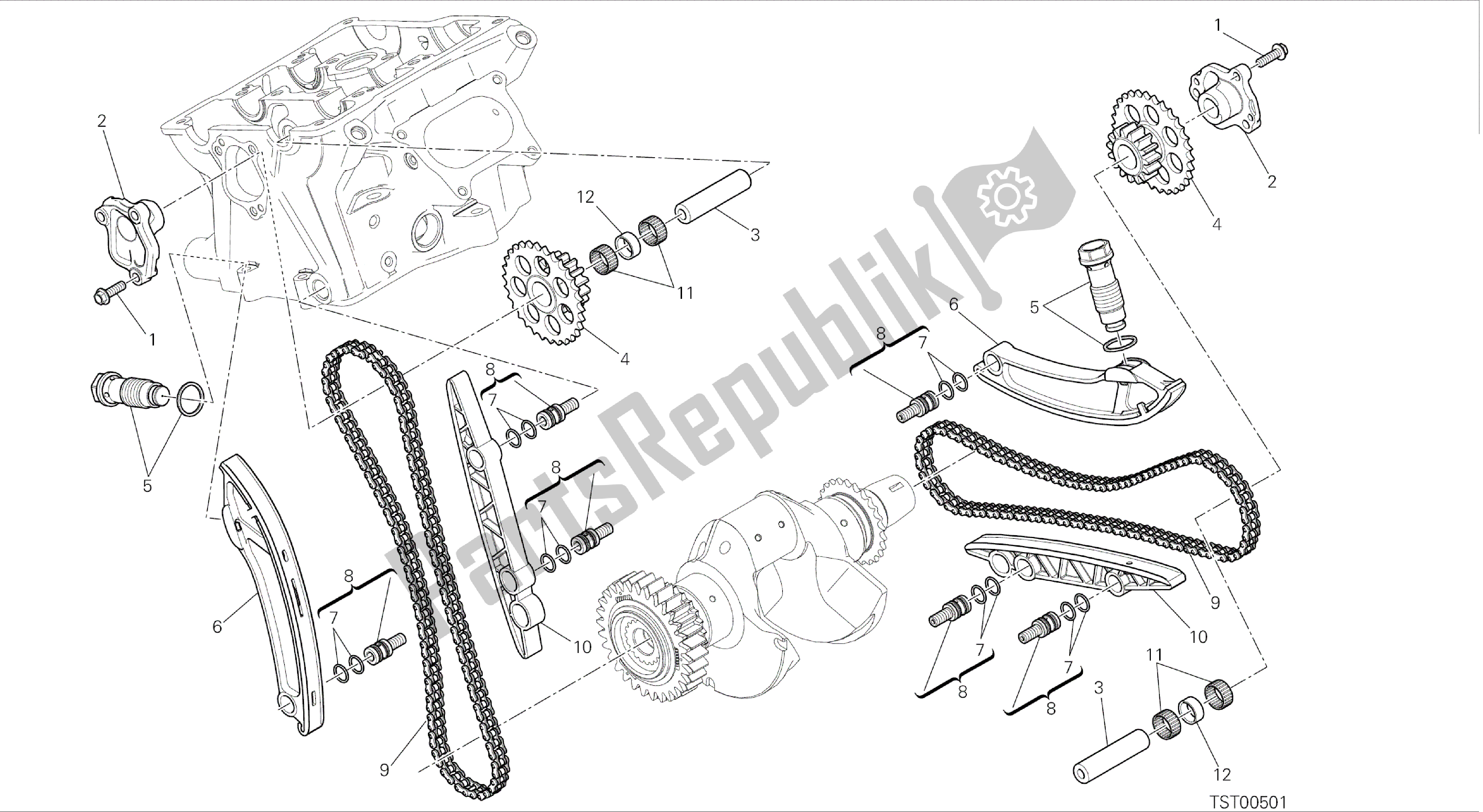 Alle onderdelen voor de Tekening 008 - Distribuzione [mod: 899 Abs; Xst: Aus, Eur, Fra, Jap, Twn] Groepsmotor van de Ducati Panigale 899 2014