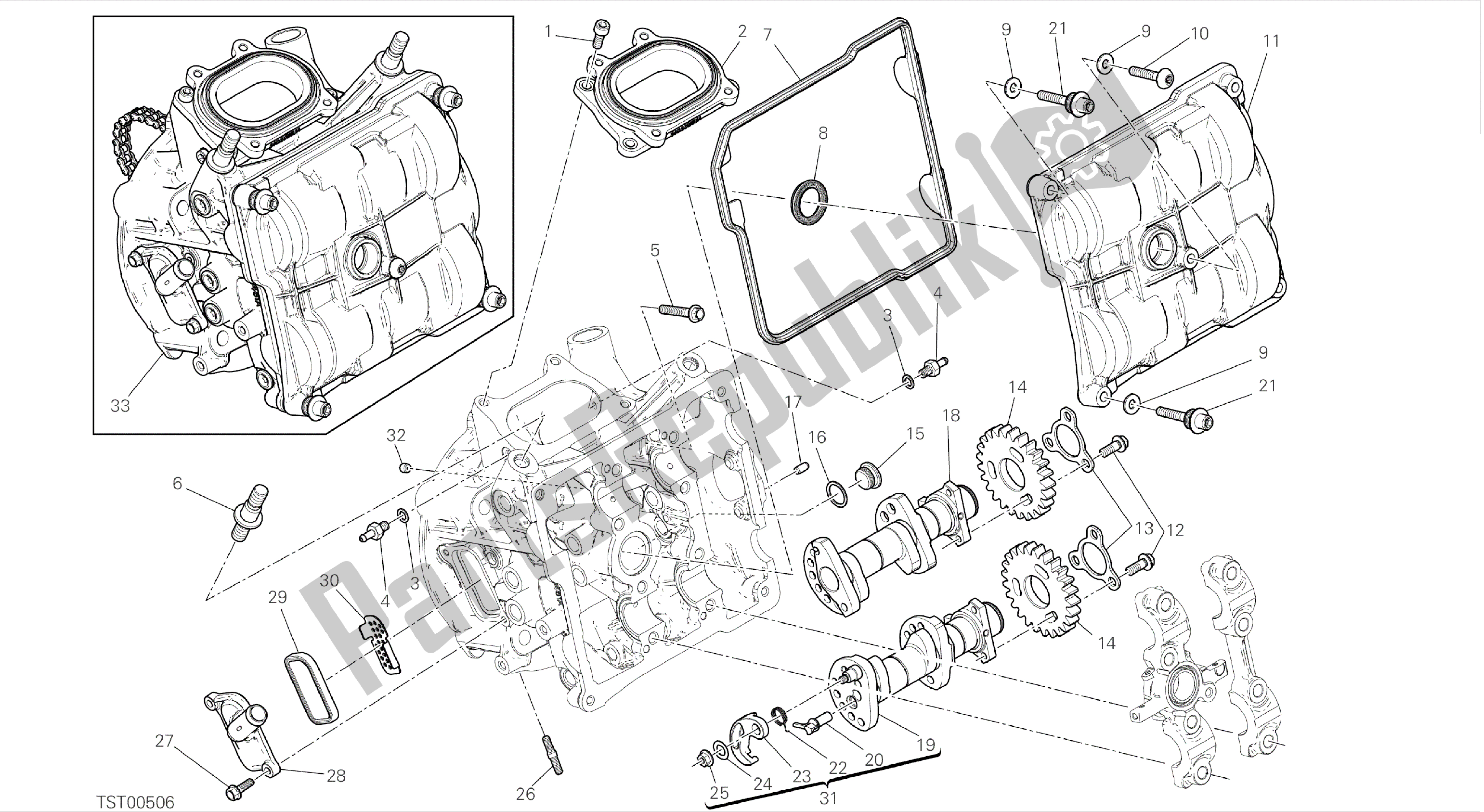 Todas las partes para Dibujo 013 - Testa Orizzontale - Distribuzione [mod: 899 Abs; Xst: Twn] Motor De Grupo de Ducati Panigale 899 2014