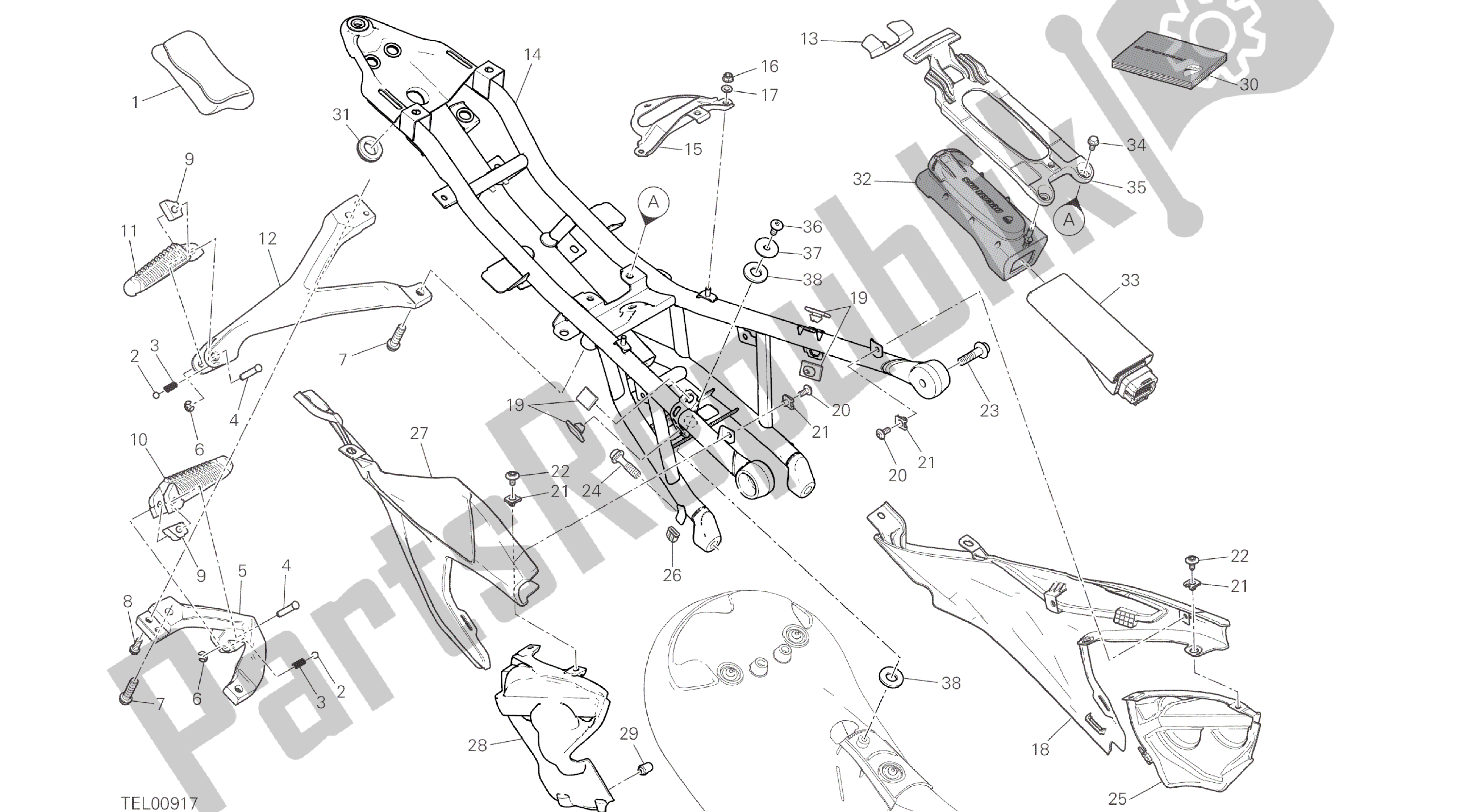 Todas las partes para Dibujo 027 - Cuadro Trasero Comp. [mod: 959,959 Aws] Marco De Grupo de Ducati Panigale 959 2016