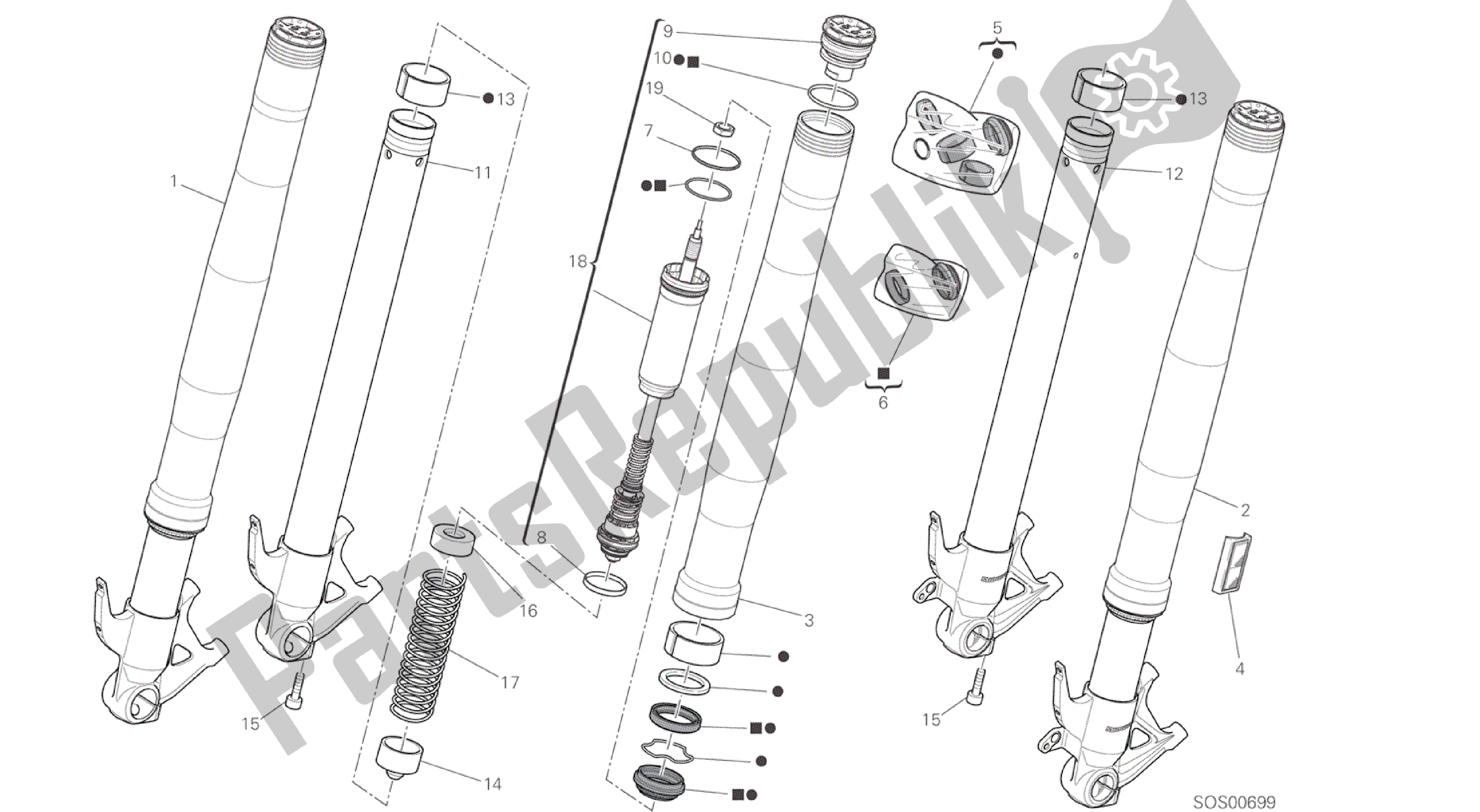 Todas las partes para Dibujo 21a - Horquilla Delantera [mod: 959,959 Aws] Cuadro De Grupo de Ducati Panigale 959 2016