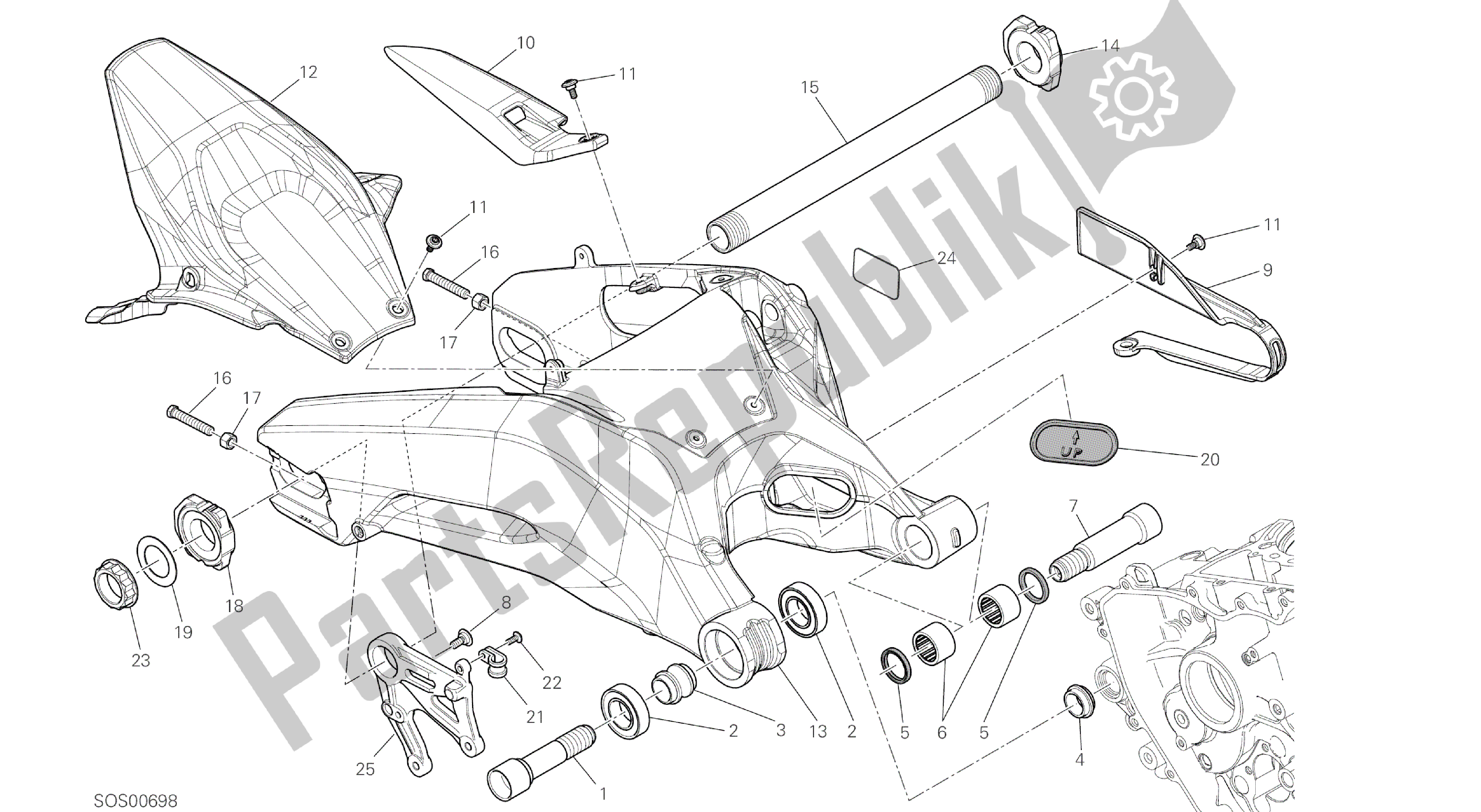 Todas las partes para Dibujo 28a - Forcellone Posteriore [mod: 959,959 Aws] Marco De Grupo de Ducati Panigale 959 2016