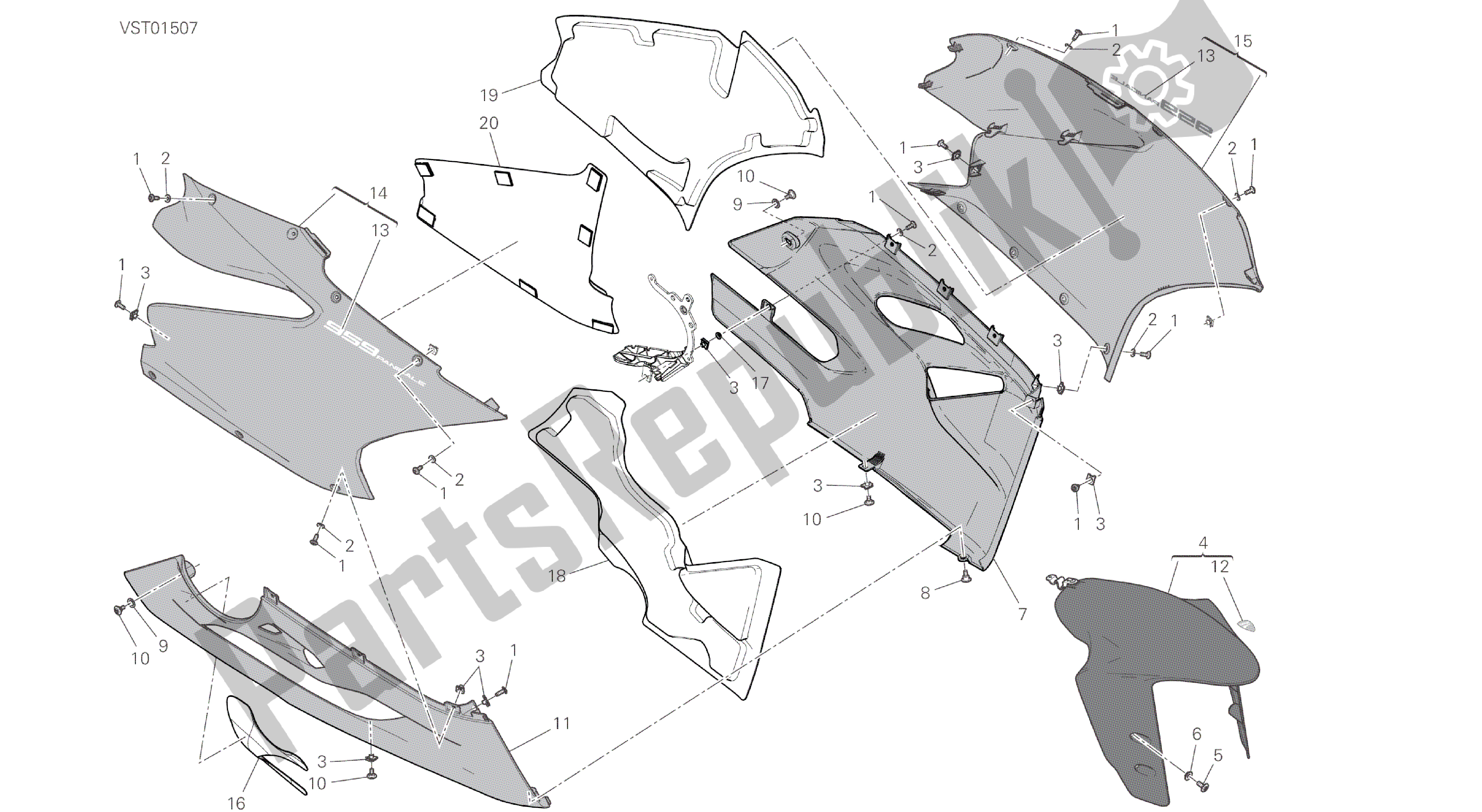 Todas las partes para Dibujo 34a - Carenado [mod: 959,959 Aws; Xst: Marco De Grupo Aus, Eur, Fra, Jap, Twn] de Ducati Panigale 959 2016