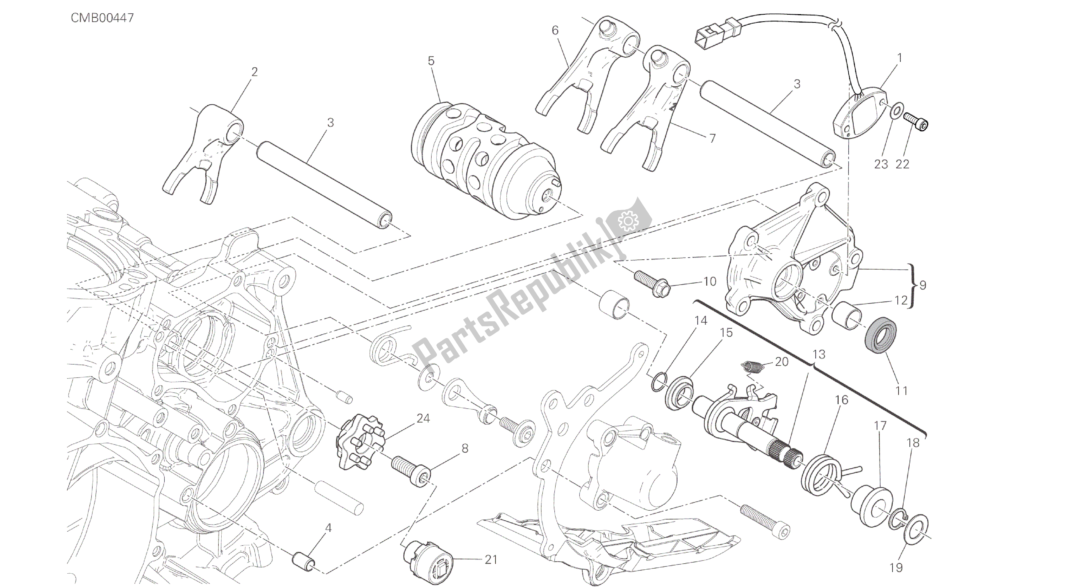 Alle onderdelen voor de Tekening 002 - Gearchange Control [mod: 959,959 Aws] Groep Engine van de Ducati Panigale 959 2016