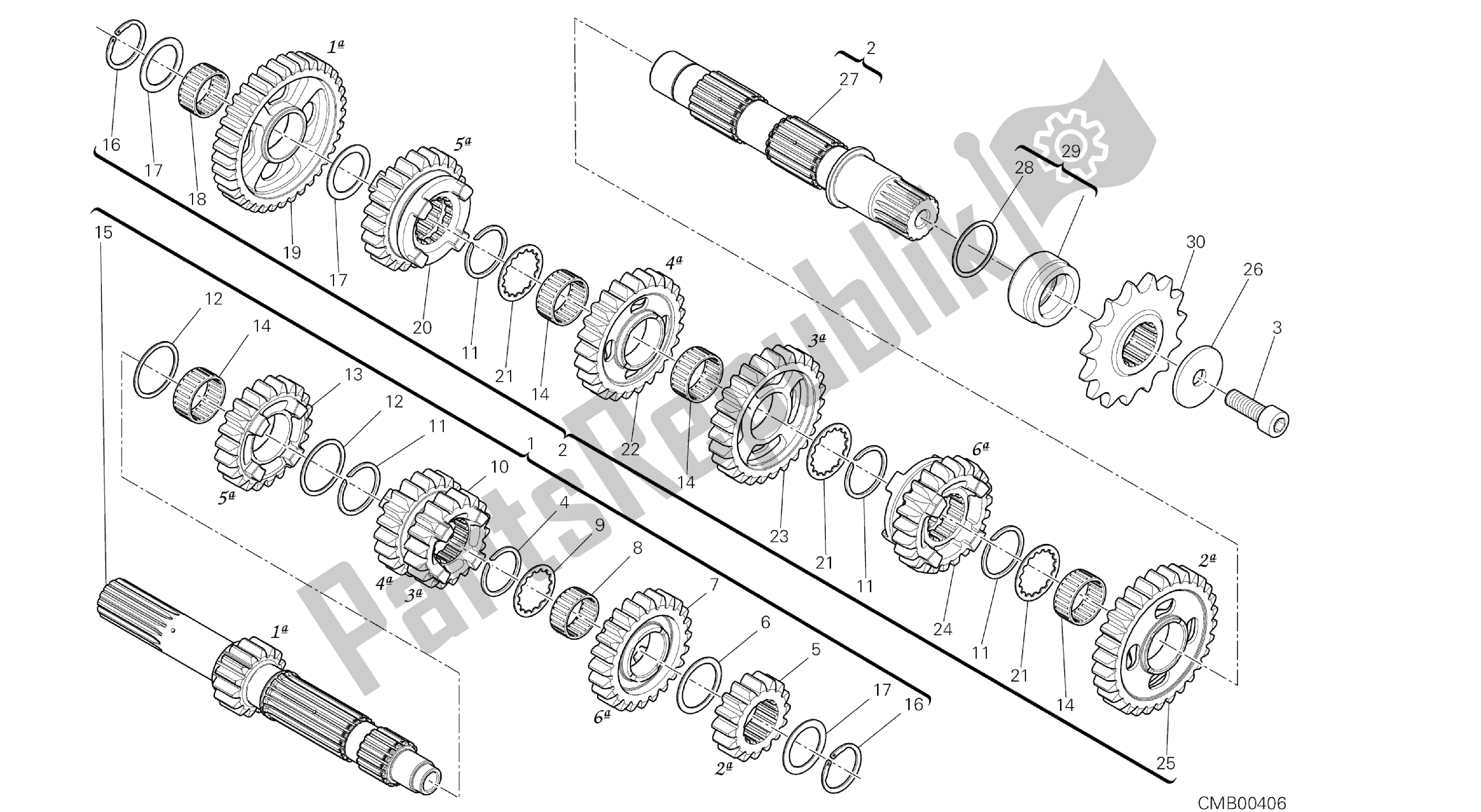 Todas las partes para Dibujo 003 - Caja De Cambios [mod: 959,959 Aws] Motor De Grupo de Ducati Panigale 959 2016