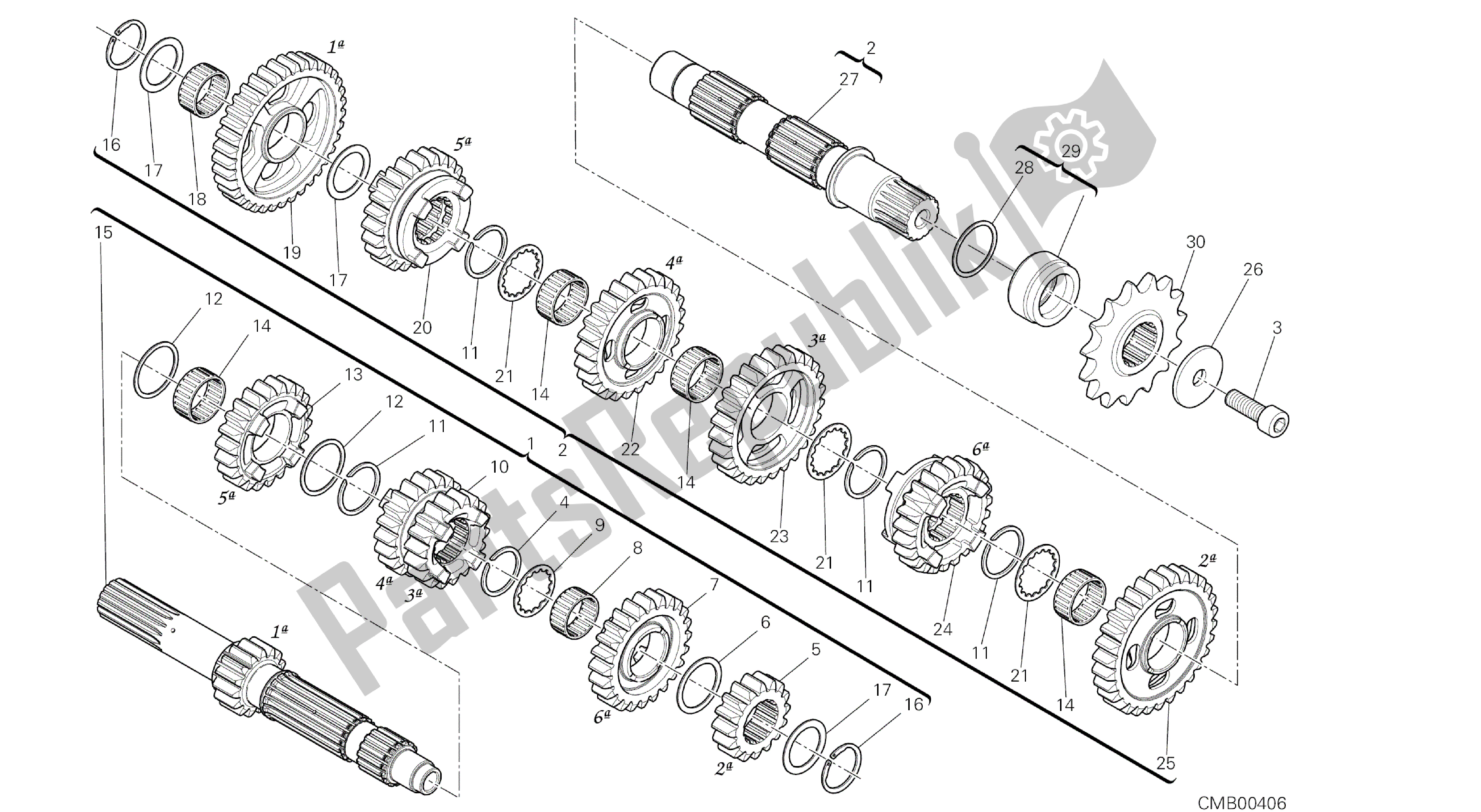 Alle onderdelen voor de Tekening 003 - Versnellingsbak [mod: 959,959 Aws] Groepsmotor van de Ducati Panigale 959 2016