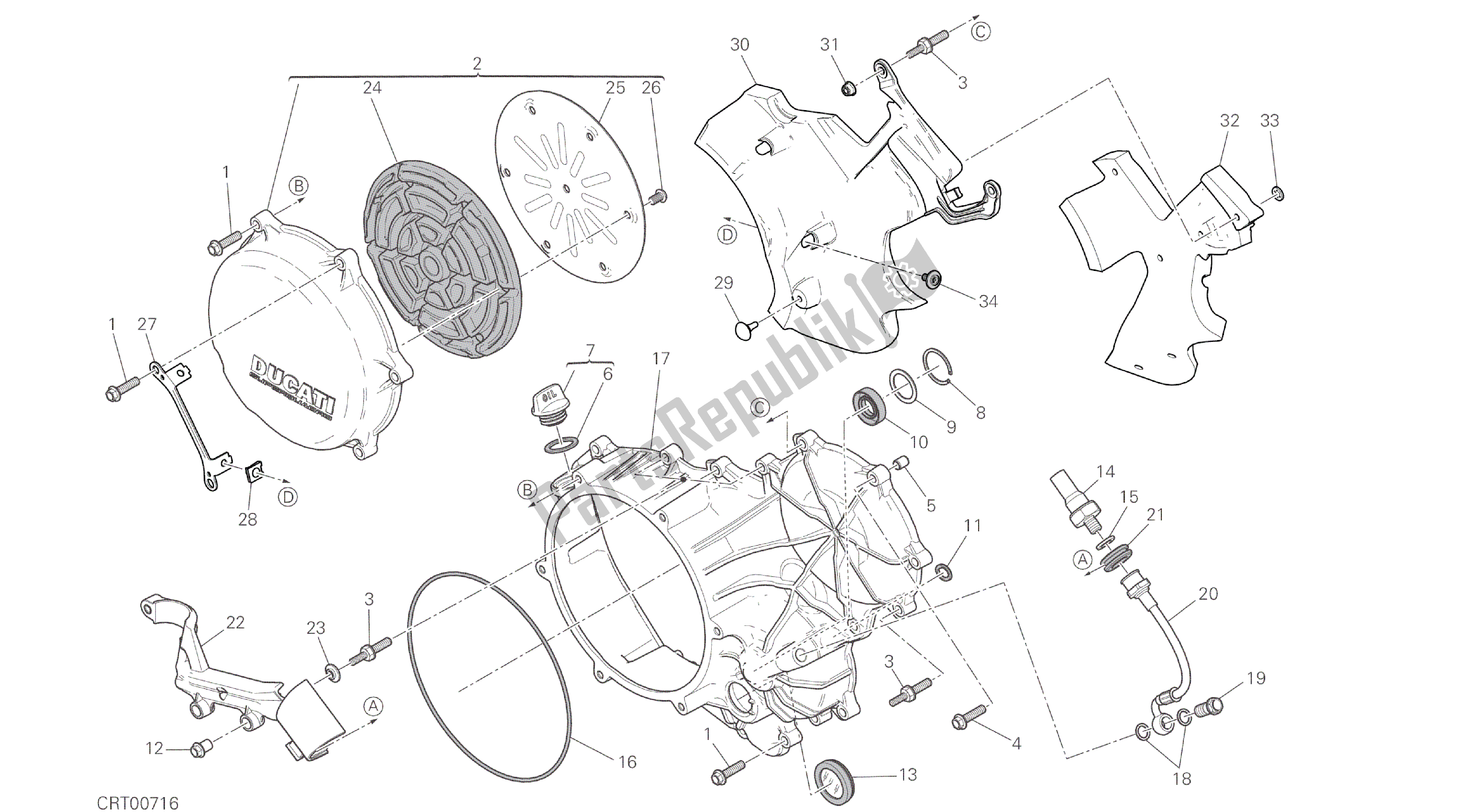 Alle onderdelen voor de Tekening 005 - Koppeling - Carterdeksel Zijkant [mod: 959. 959aws; Xst: Aus, Eur, Fra, Jap, Twn] Groepsmotor van de Ducati Panigale 959 2016