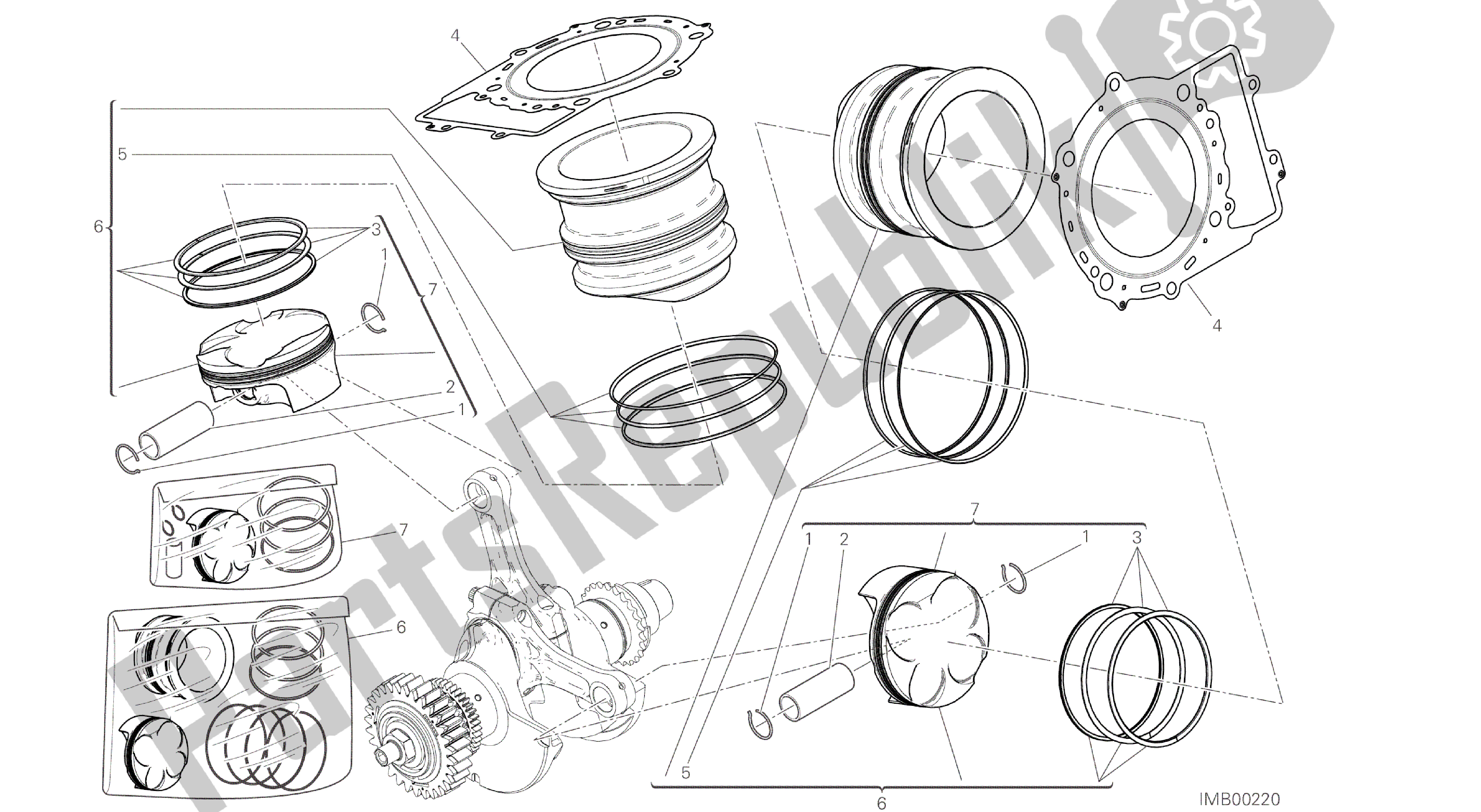 Alle onderdelen voor de Tekening 007 - Cilinders - Zuigers [mod: 959,959 Aws] Groepsmotor van de Ducati Panigale 959 2016