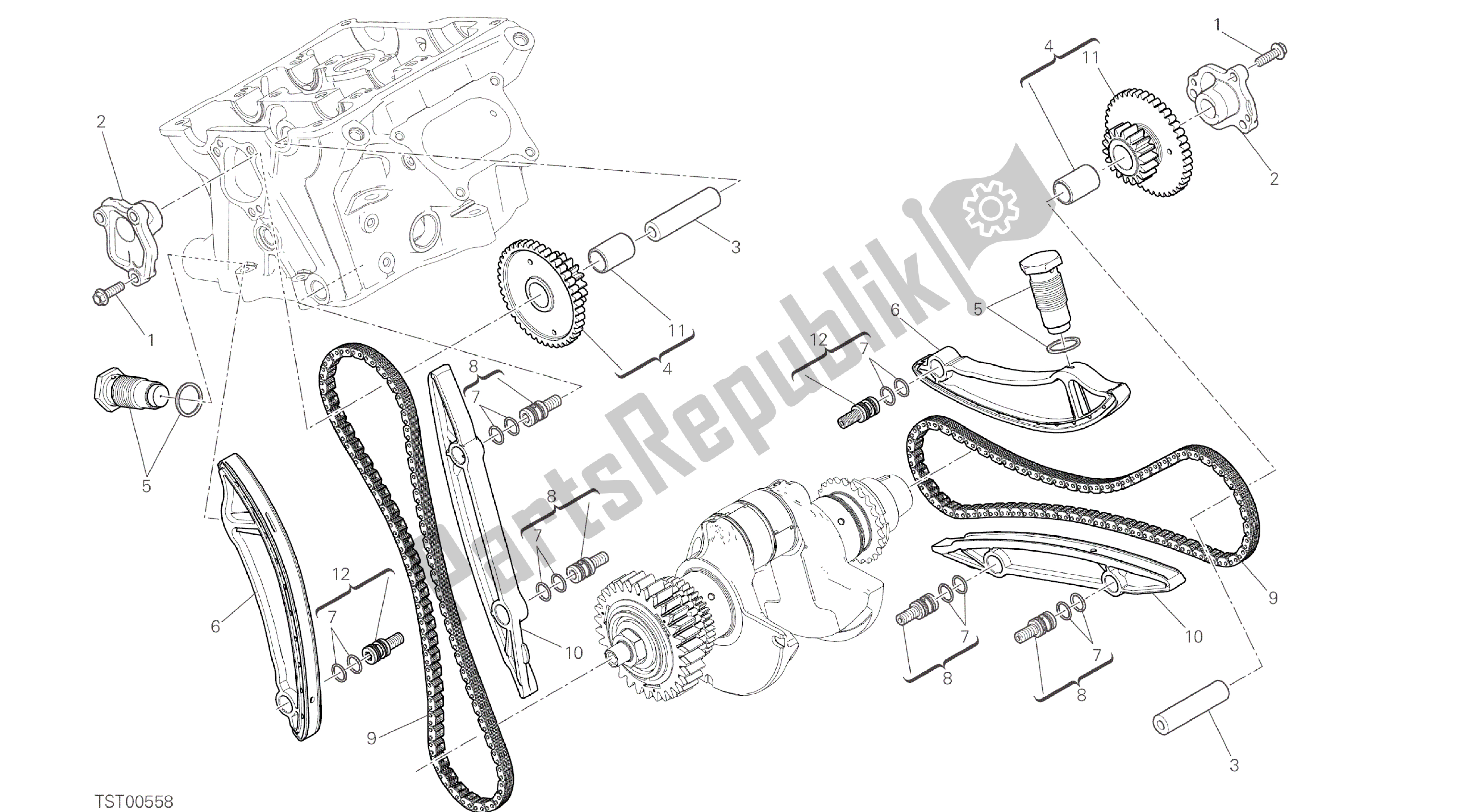 Alle onderdelen voor de Tekening 008 - Distribuzione [mod: 959,959 Aws] Groep Engine van de Ducati Panigale 959 2016