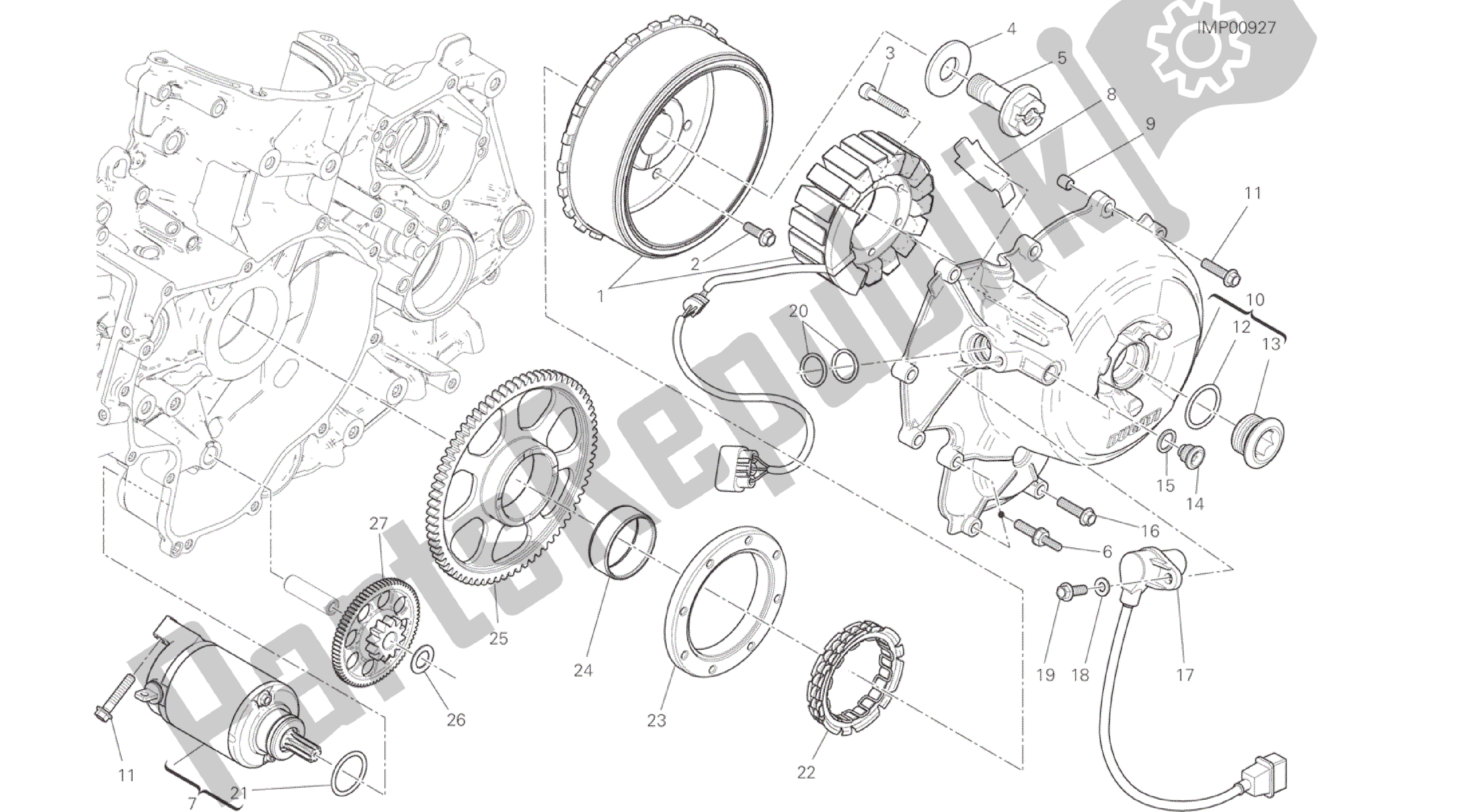 Alle onderdelen voor de Tekening 012 - Elektrisch Starten En Ontsteken [mod: 959. 959 Aws] Groepsmotor van de Ducati Panigale 959 2016