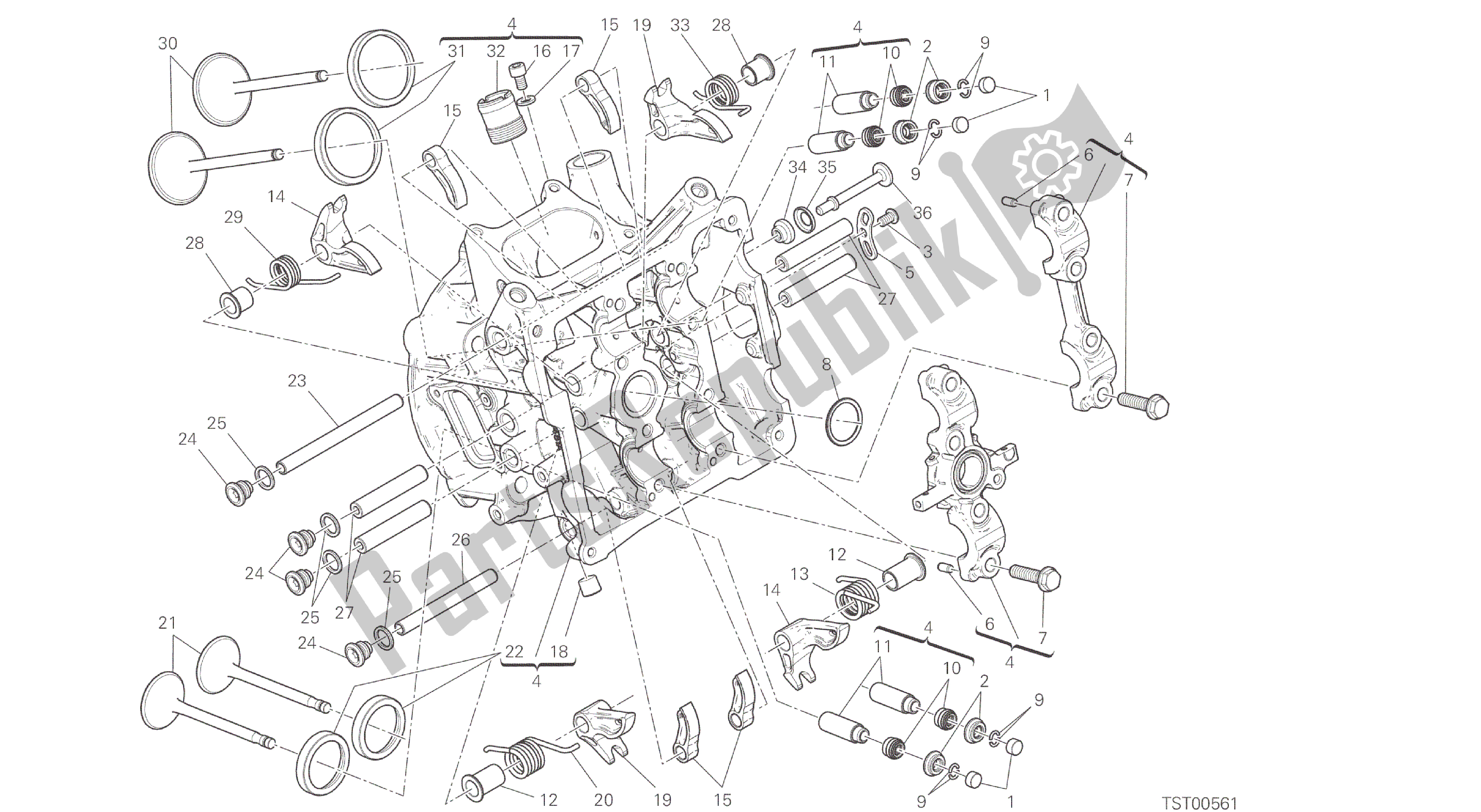 Todas as partes de Desenho 014 - Motor De Grupo Cabeça Horizontal [mod: 959. 959 Aws] do Ducati Panigale 959 2016