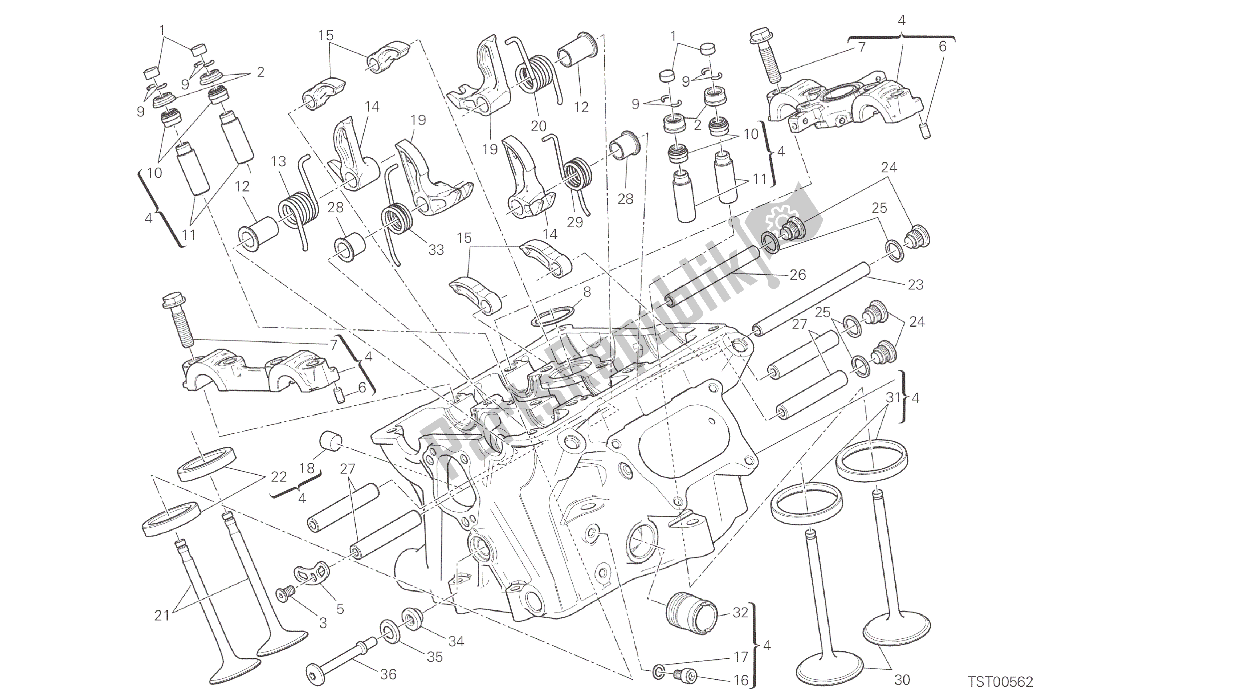 Todas las partes para Dibujo 015 - Motor De Grupo De Cabezal Vertical [mod: 959,959 Aws] de Ducati Panigale 959 2016